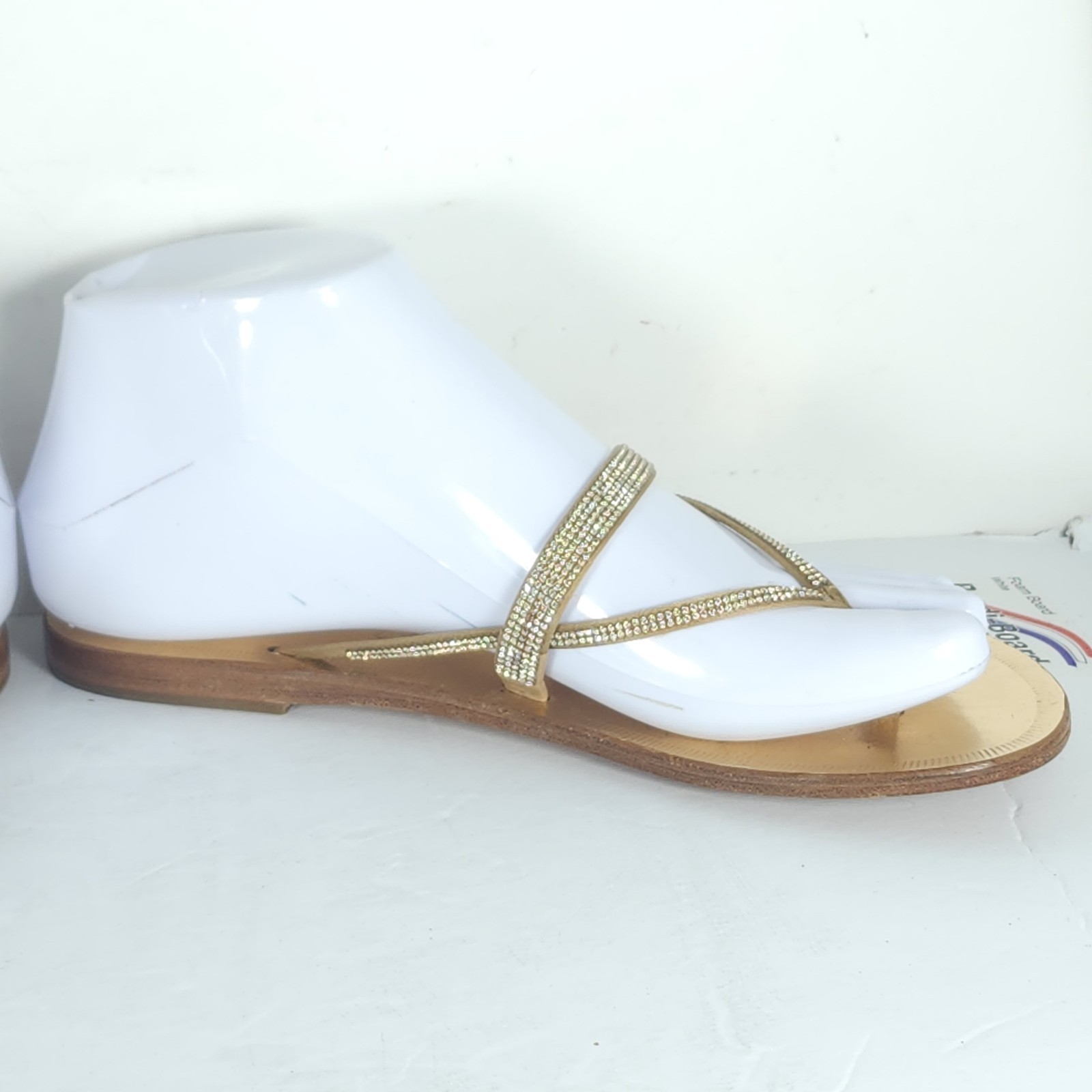 Pedro Garcia Women’s 36 US6 Gold Leather Swarovski Crystal Embellished Sandals