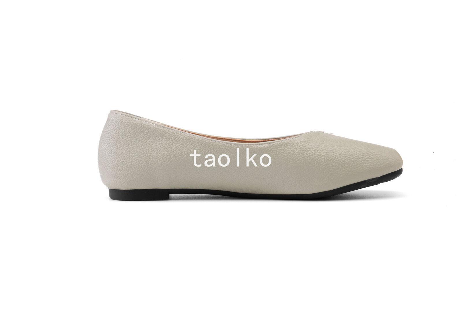 Womens Slip On Flat Square Toe Soft Faux Leather Comfort Pumps Shoes Oversize