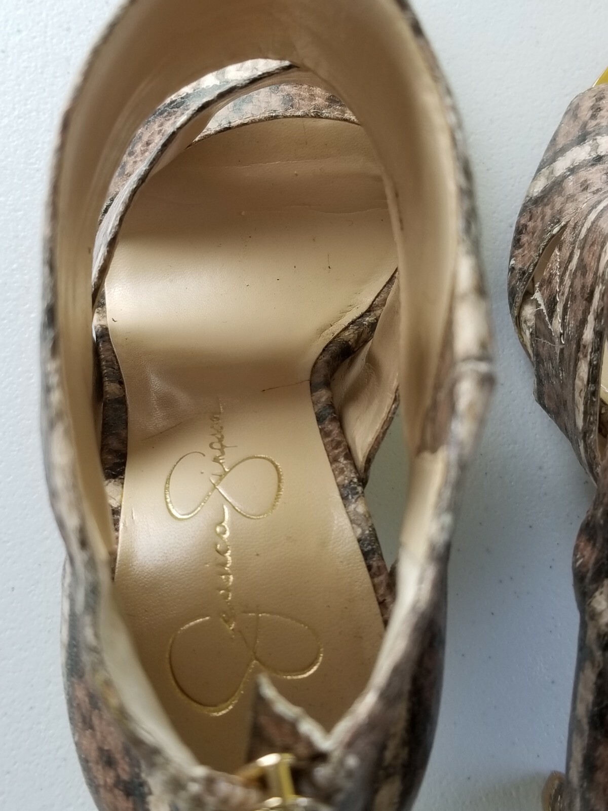 Jessica Simpson Womens Multicolor Beige Print Stiletto Sandals Size 8