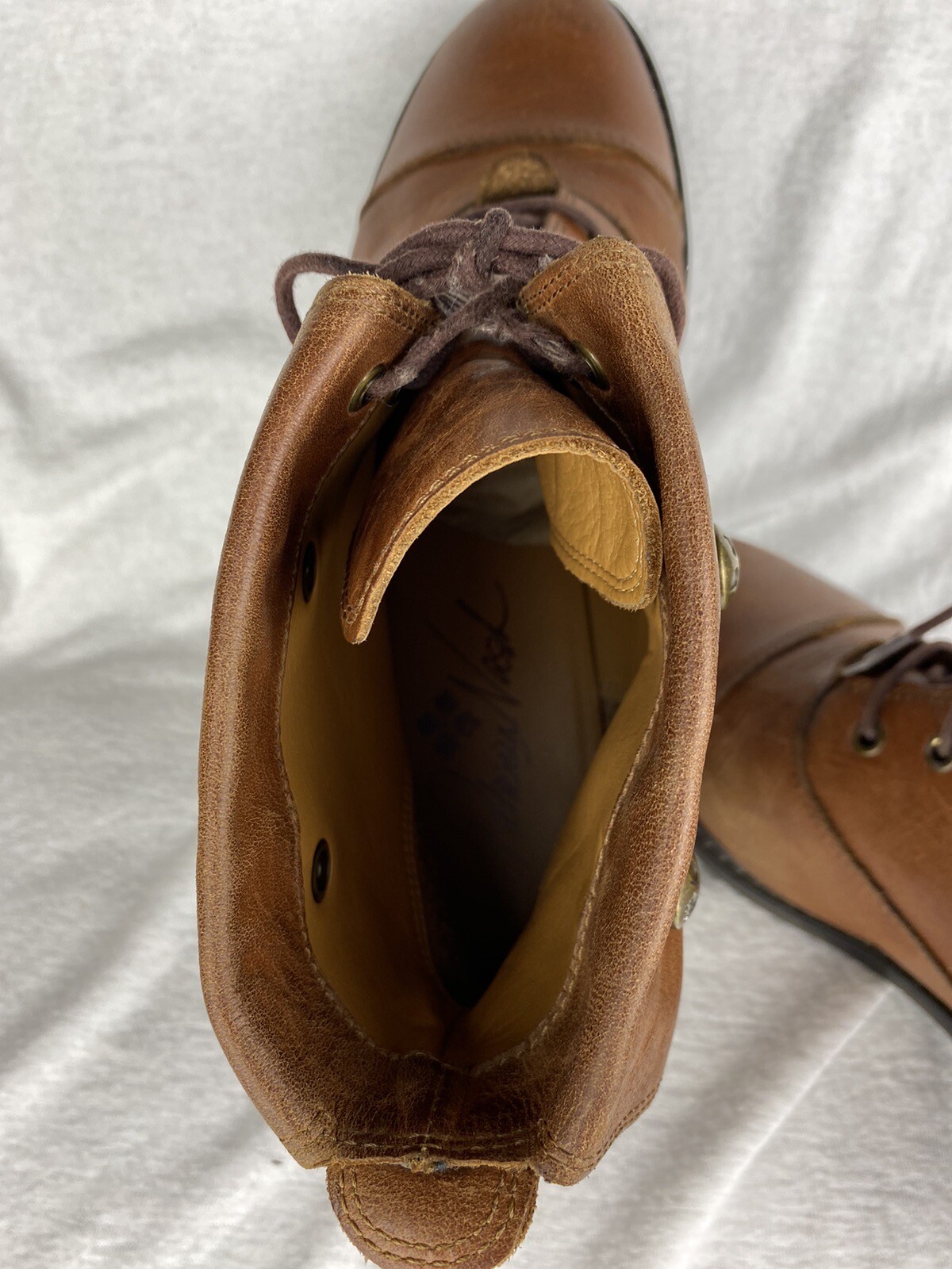 Patricia Nash Womens Lia Fold Over Lace-Up Combat Boot Brown Leather Size 10 Y2K