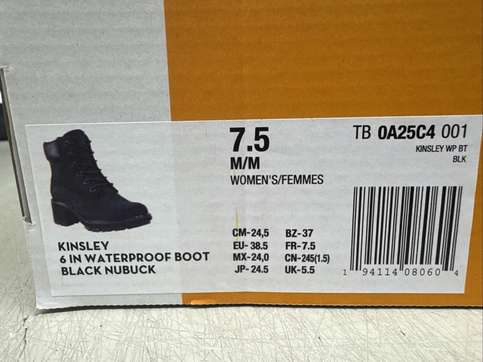 PICK SIZE – Timberland Women’s Kinsley BLACK Nubuck 6 Inch Waterproof Boot