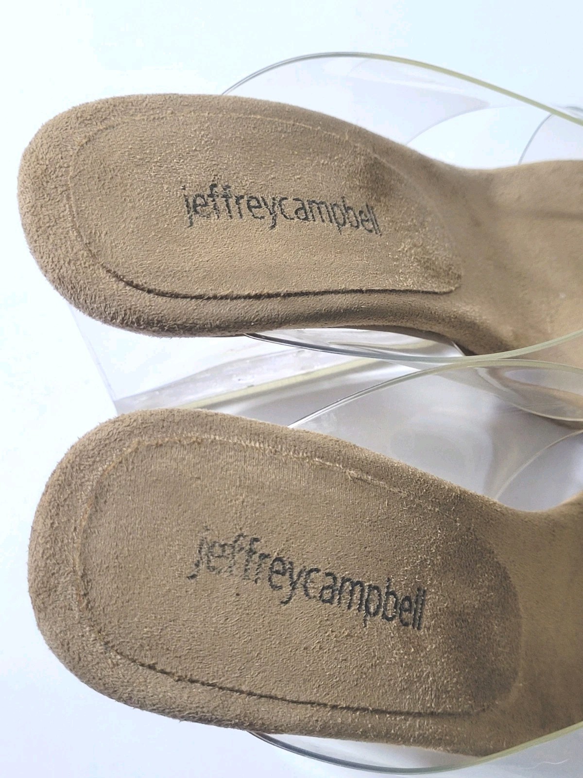 Jeffrey Campbell Clear Lucite Wedge Heels Sculptural Slides Sandals 7.5 Designer