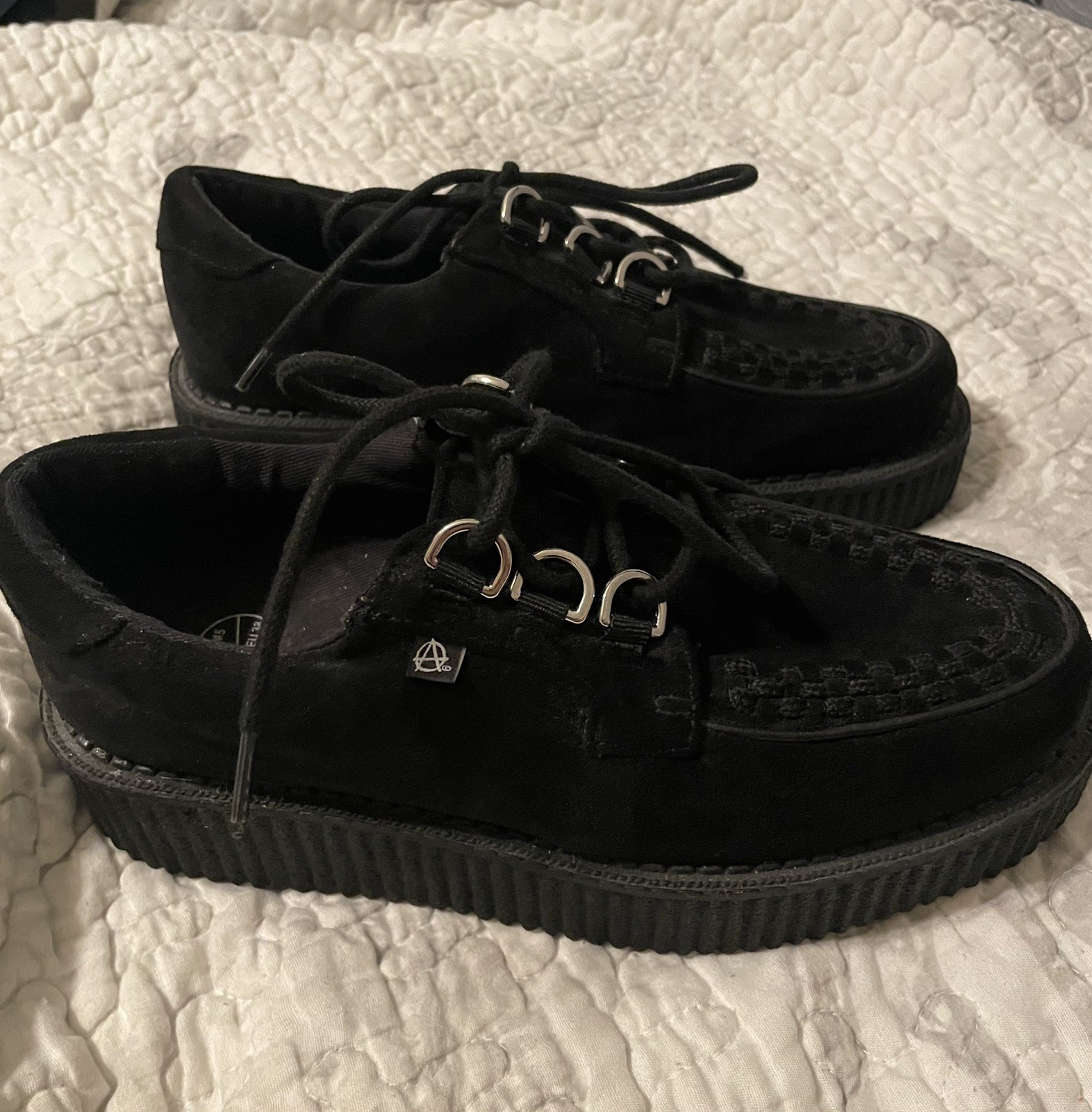 T.U.K. Anarchic Vegan Black Faux Suede Creepers T2262 Unisex Men 5 / Women 7