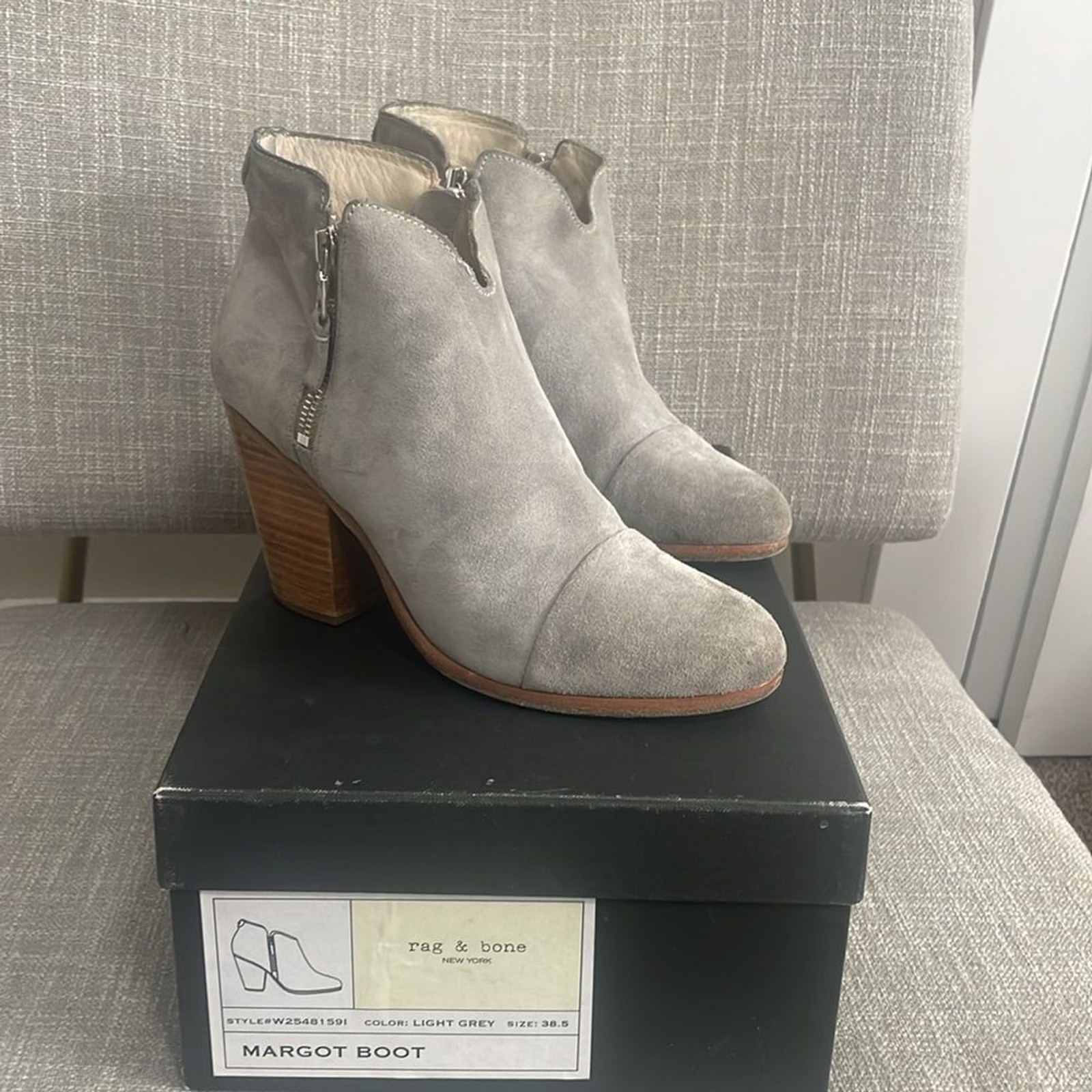 Rag and Bone, Margot boots, light gray suede