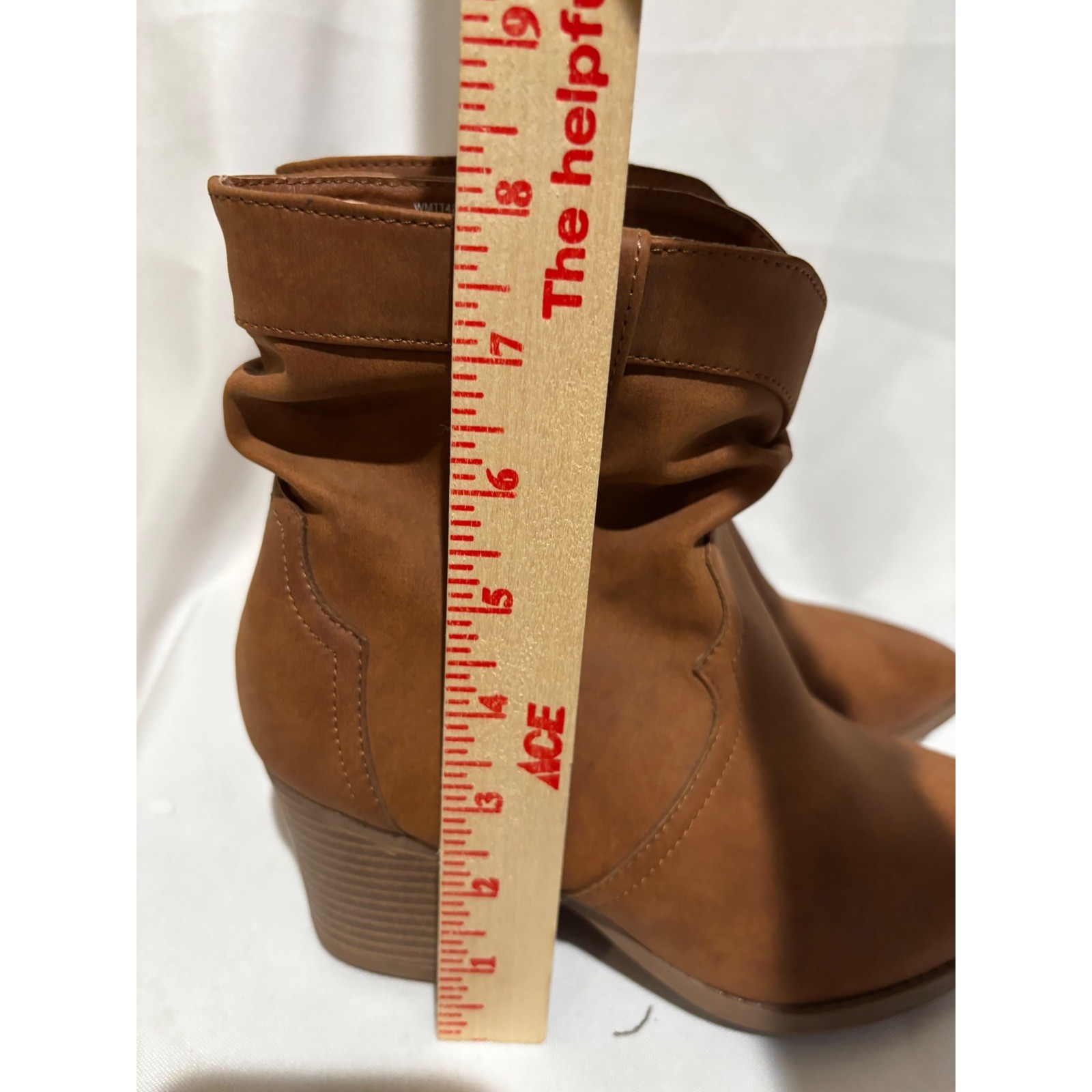 Womens Brown Faux Suede Ankle slouch Boots Western Style Block Heel Size 7 work