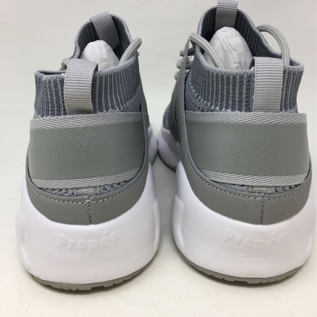 Propet Womens Stability Strider Walking Shoes Gray Mid Top Lace Up Knit 6.5 New
