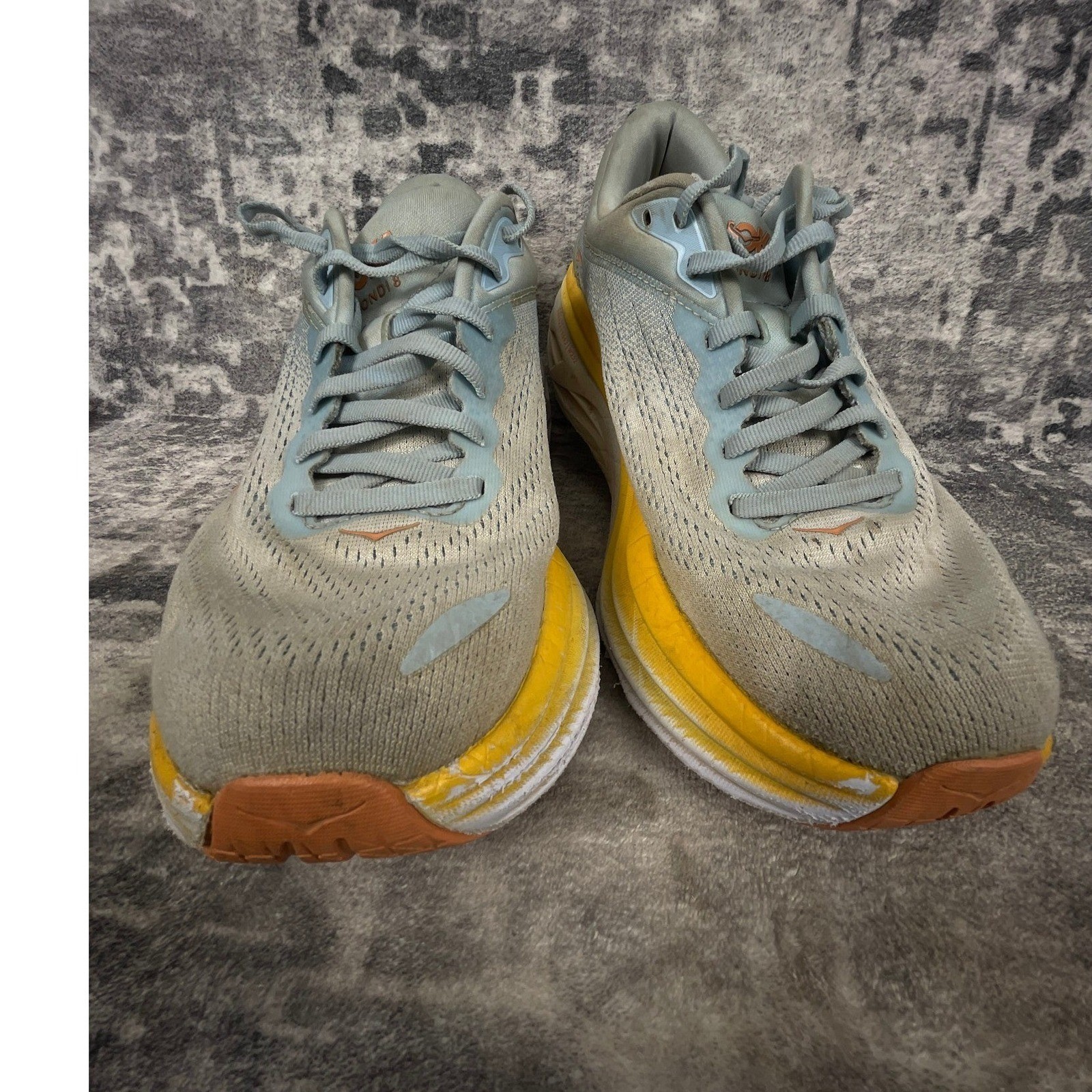 Hoka One One Womens 8 B Bondi 8 Running Shoes Summer Song Blue Yellow Gorpcore