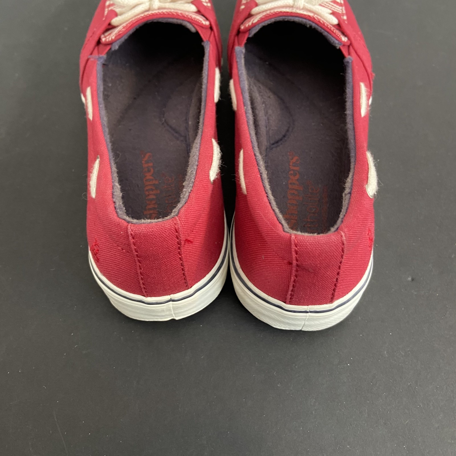 Grasshoppers Womens Size 6.5 Striped Red White Memory Foam Shoes Slip On Loafer