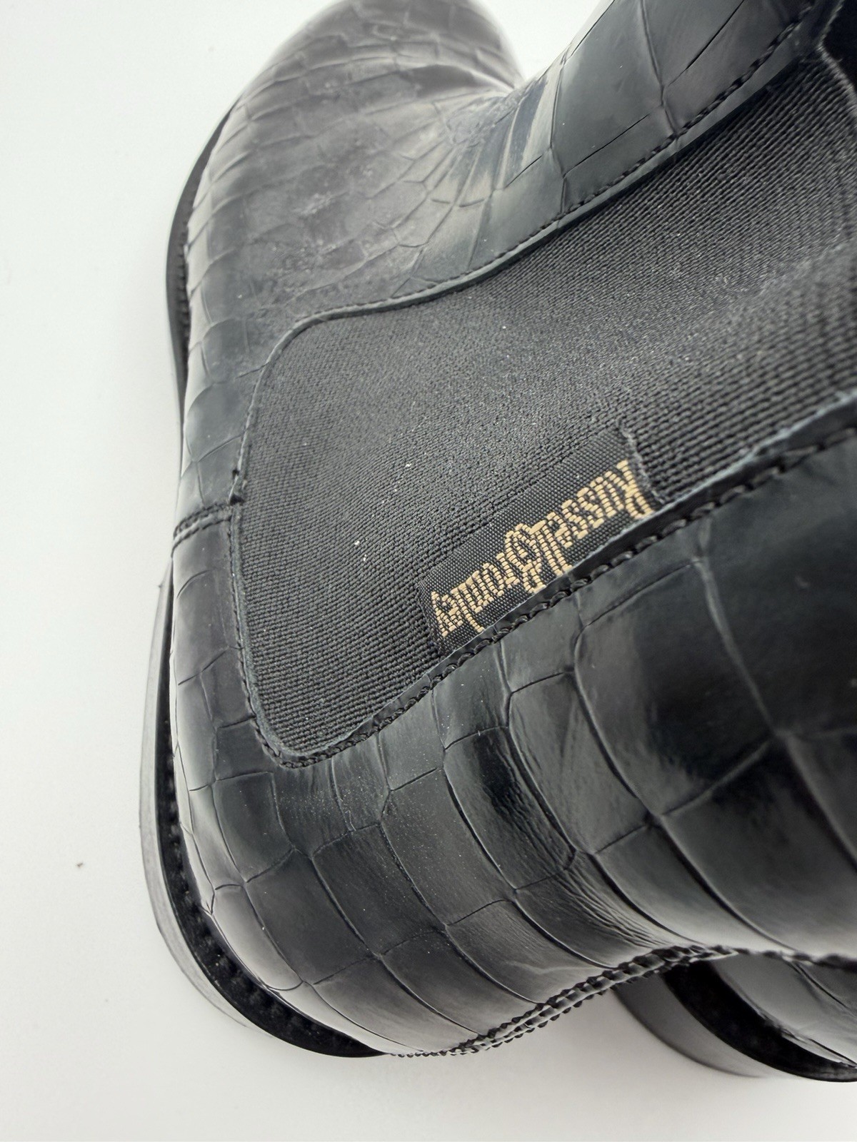 Russell & Bromley Chelsea Boots Black Croc Embossed Leather EU 37.5 US 6.5
