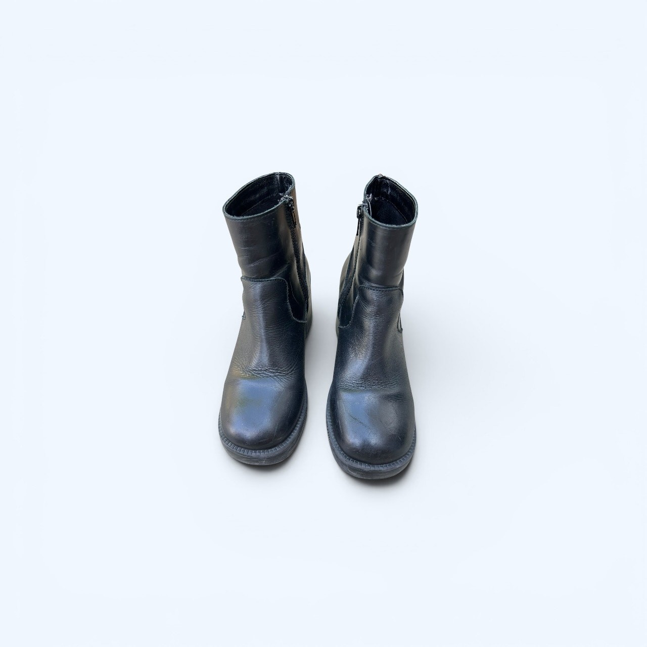 Vintage Y2K Chunky Block Heel Platform Ankle Boots Black Leather M&C Womens 40