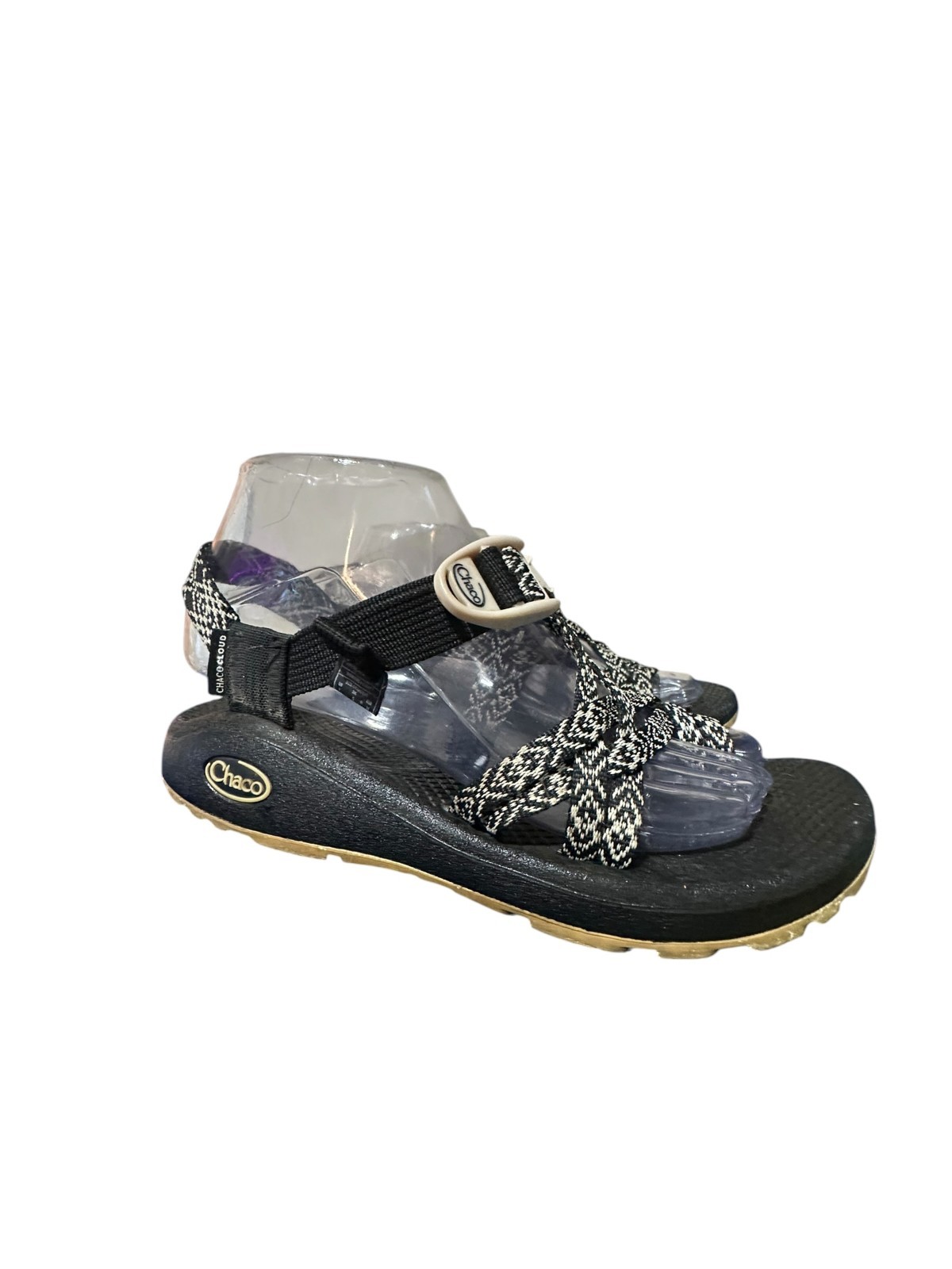 Chaco Z / Cloud X2 Sport Sandal Black White Aztec Adj Strap Toe Loop Womens Sz 7