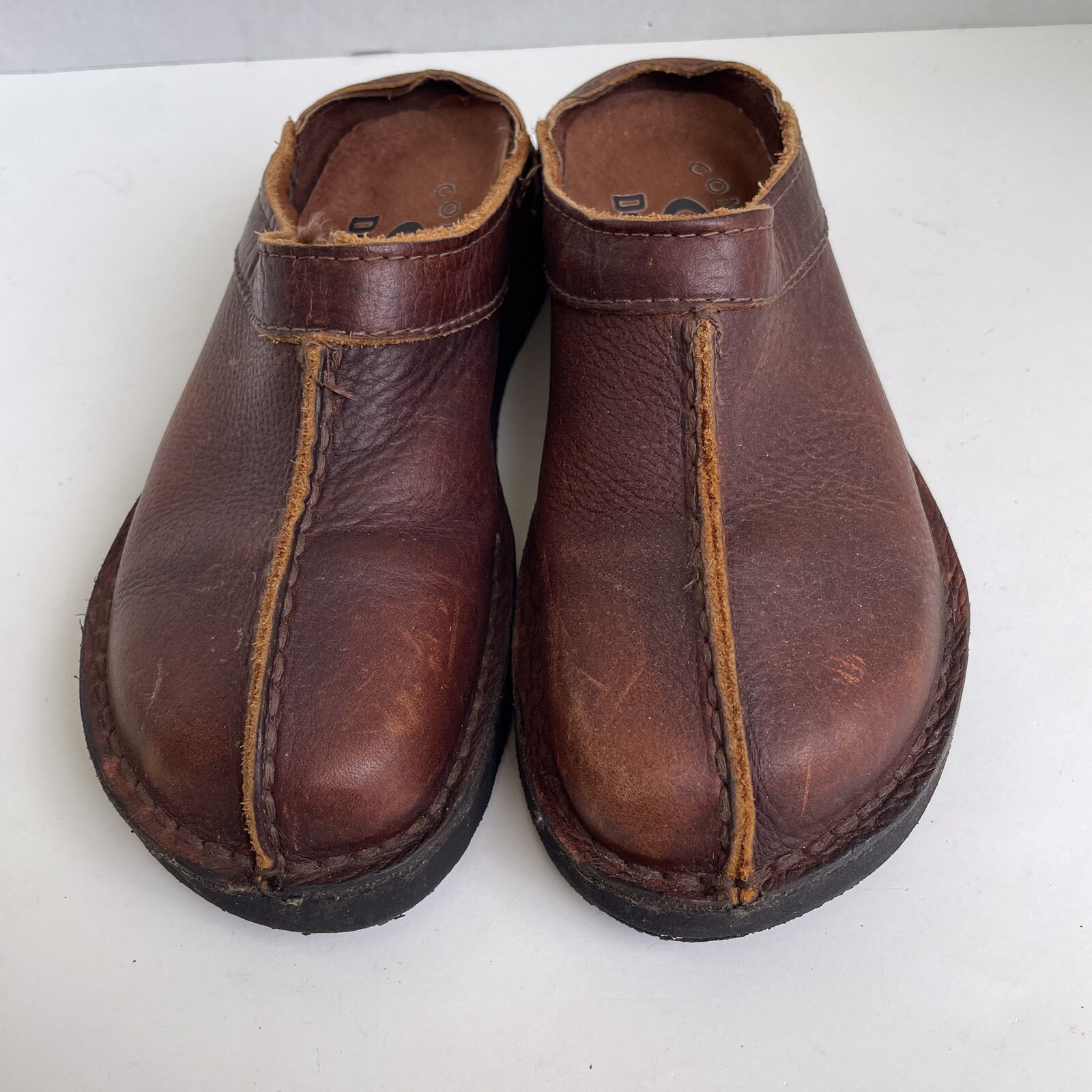 Vintage Dexter Full Grain Leather Clogs Mules Slip On Women 5 Brown Y2K 90s