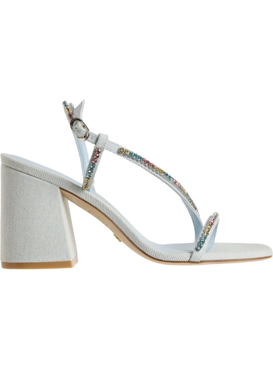 $575 Stuart Weitzman Women’s Blue Soiree Crystal 85 Block Sandal Shoes Size 9