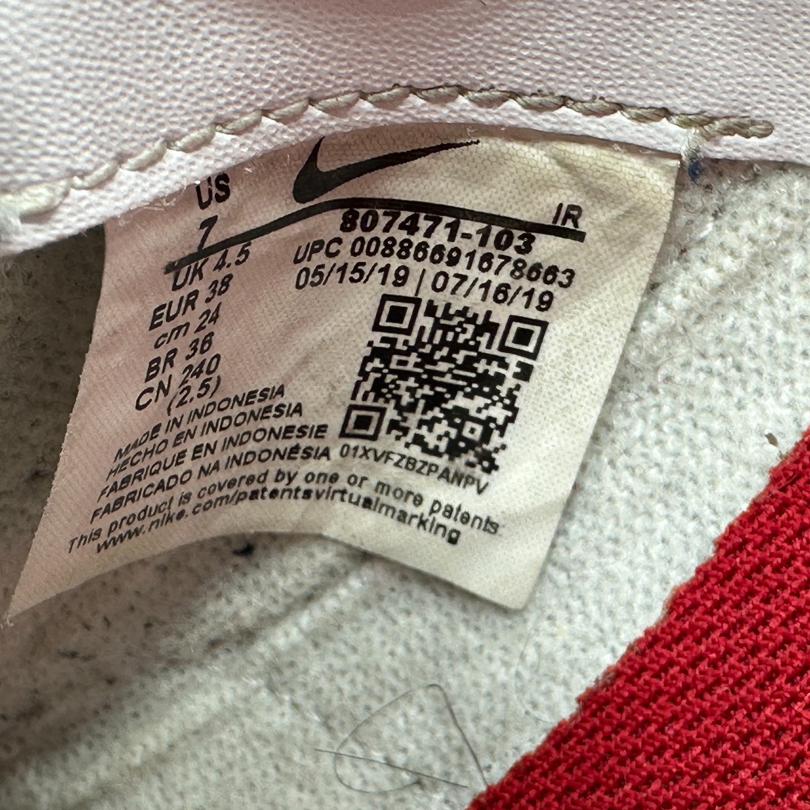 Nike Classic Cortez Forrest Gump Sneakers Shoes Women’s Size 7 White Red