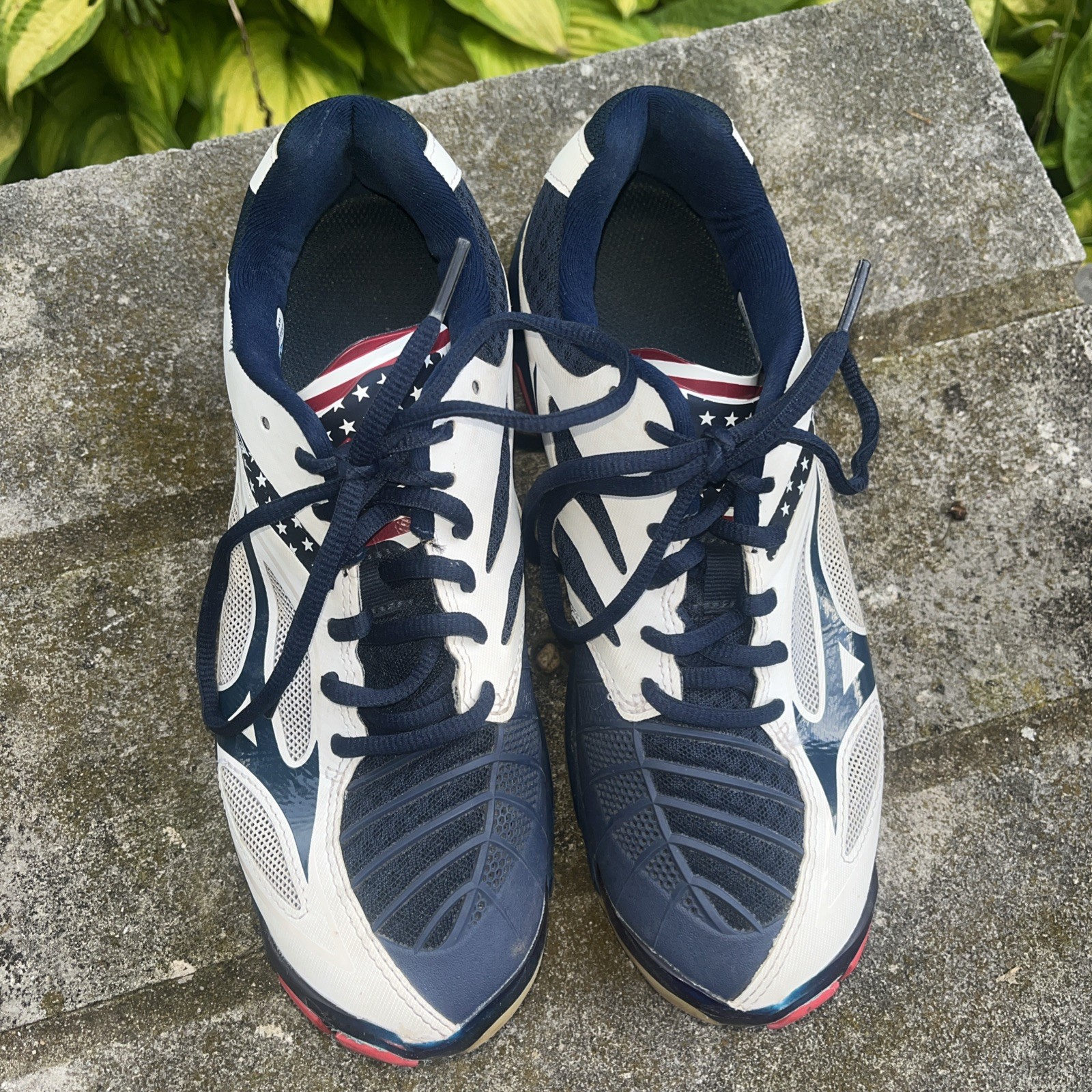 Mizuno Wave Lightning Z3 Sz 8 Womens Volleyball Shoes 430228 Red White Blue Flag
