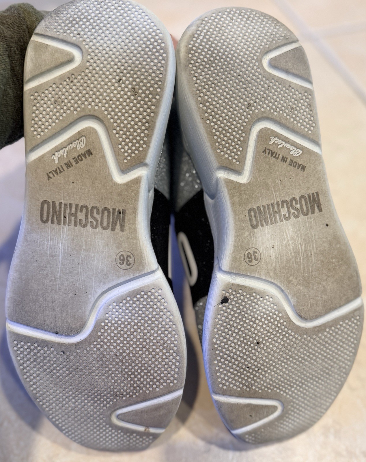 MOSCHINO Silver Glitter Sneakers 36 with Box