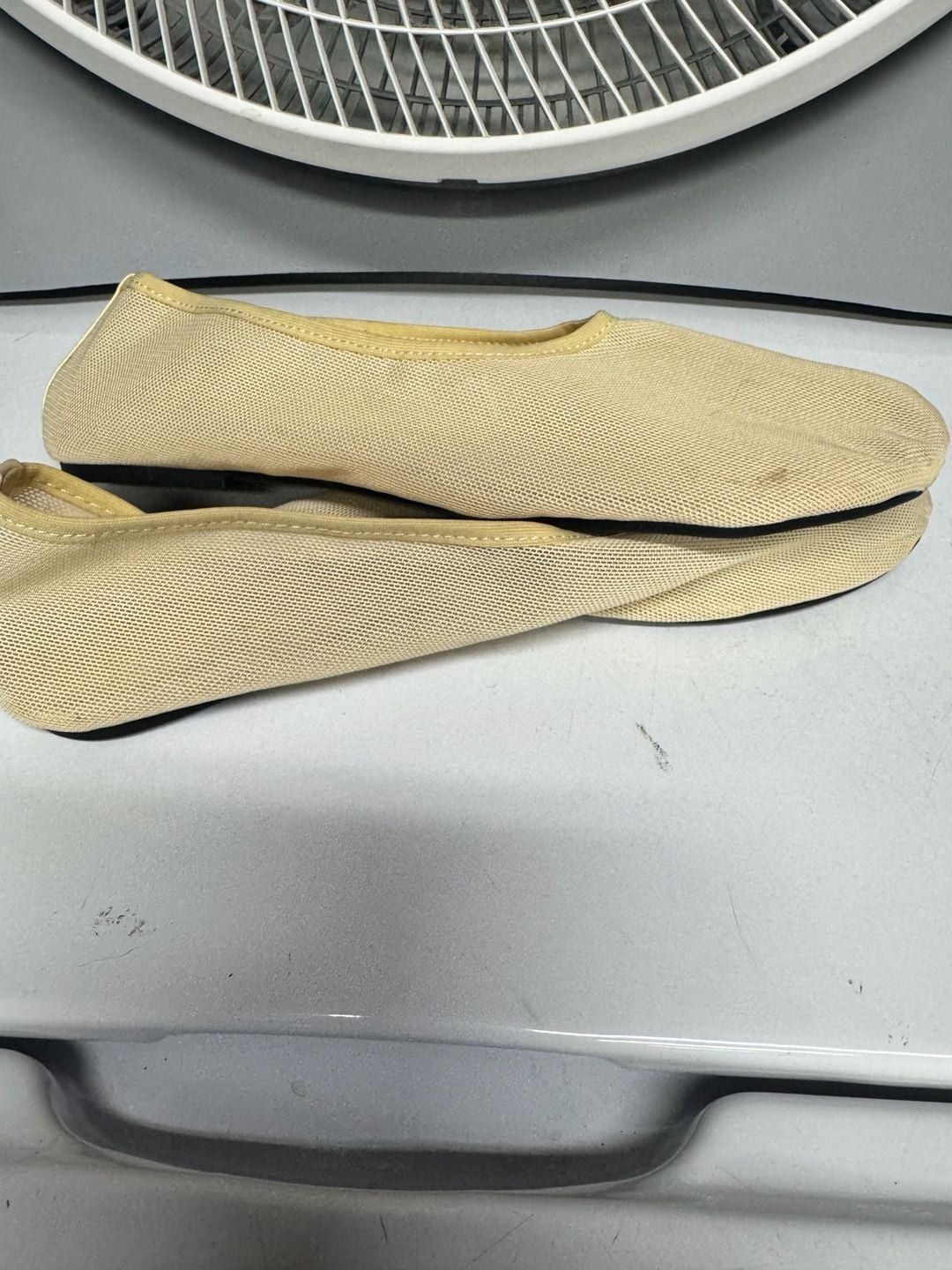 Zara Mesh Knit Ballet Flats in Beige