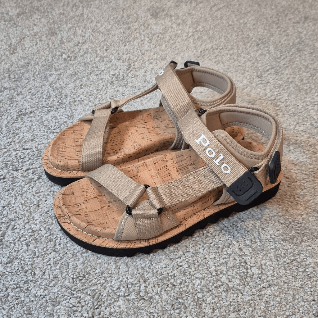 Polo Ralph Lauren Women’s Size 8 Beige Eva Ezra Grosgrain Strap Sandals