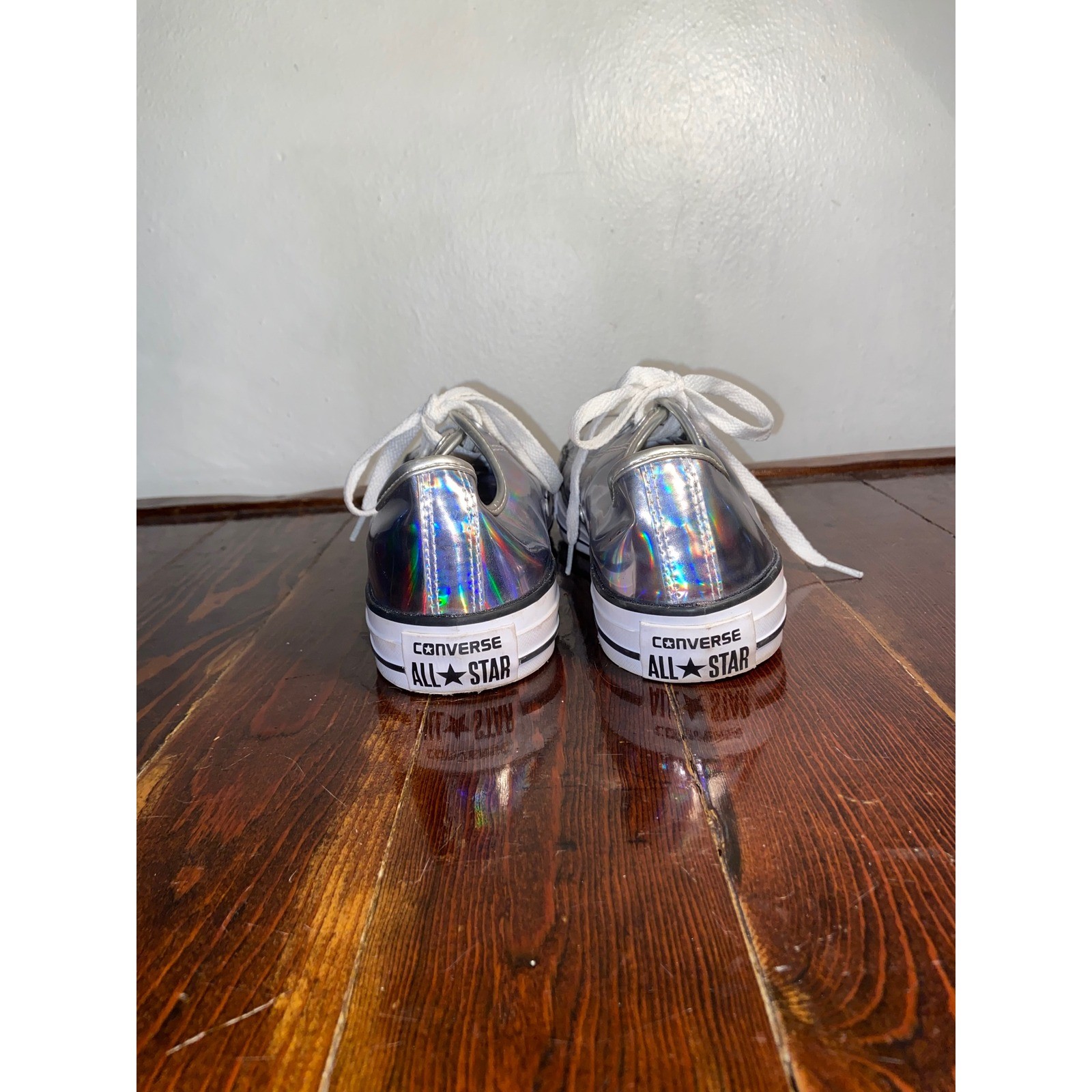 Converse Chuck Taylor All Star Ox Holographic Silver Low Top Sneakers M7 W9 EUC