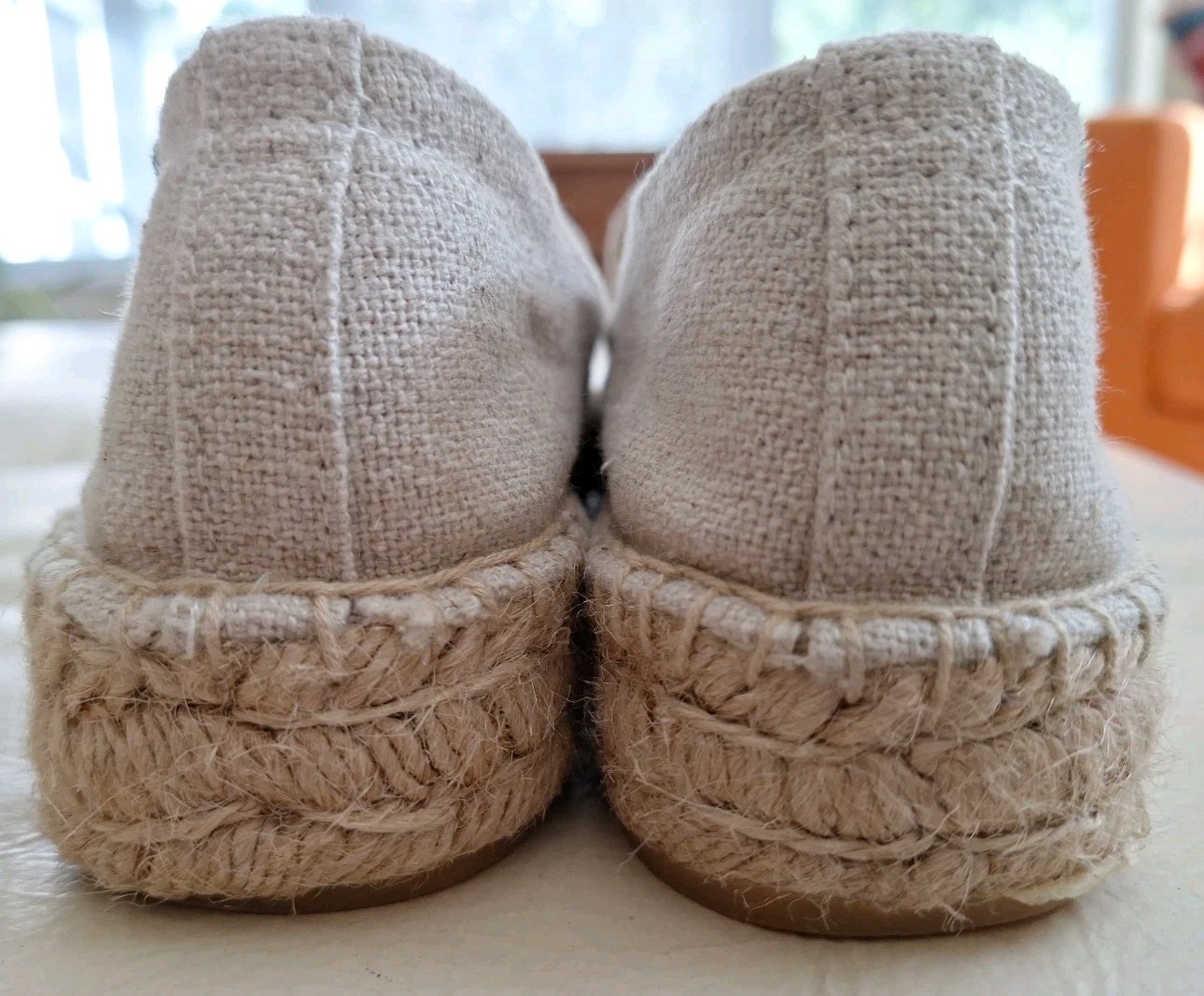 Mary Matson Soludos Sz 7.5 EU 38 UK 5.5 Lobster Crab Beige Canvas Espadrille
