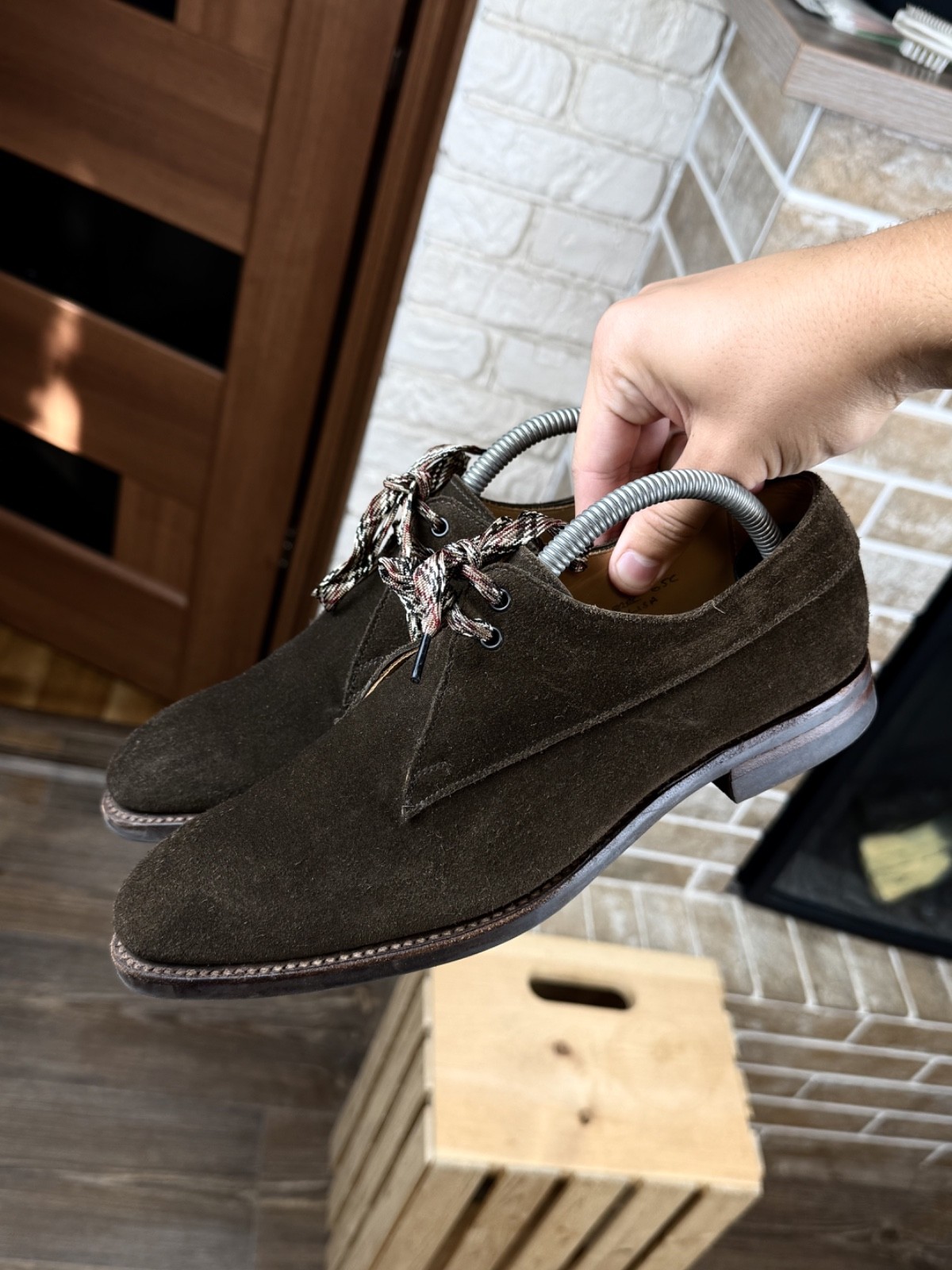 Womans Crockett Jones «Lisa» Brown Suede Derby Shoes Size UK:6.5 EU:39.5