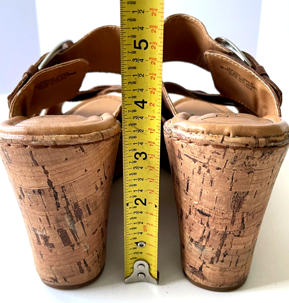 Born boc Women’s Sandals Brown Leather Size 10M US Boho Cork Wedge 3.75 in. heel