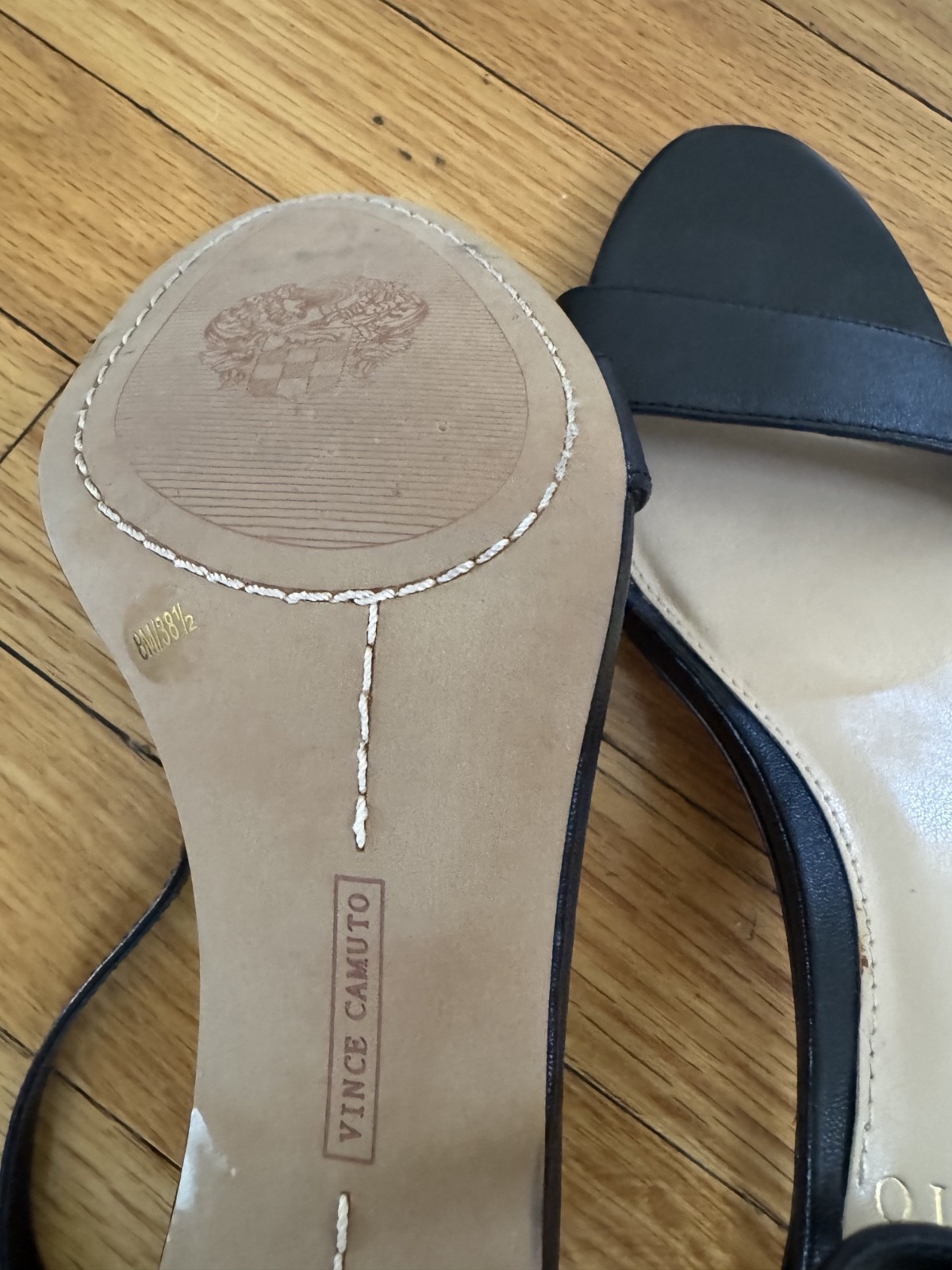 Vince Camuto Black Leather Ankle Strap Heels Size 8