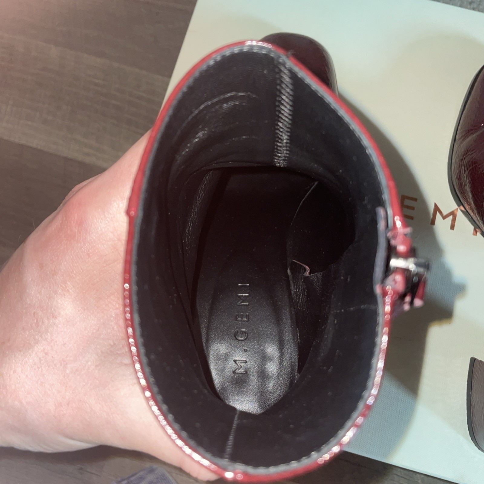 M. Gemi The Cristina Dark Burgundy Leather Ankle Boots Size 38