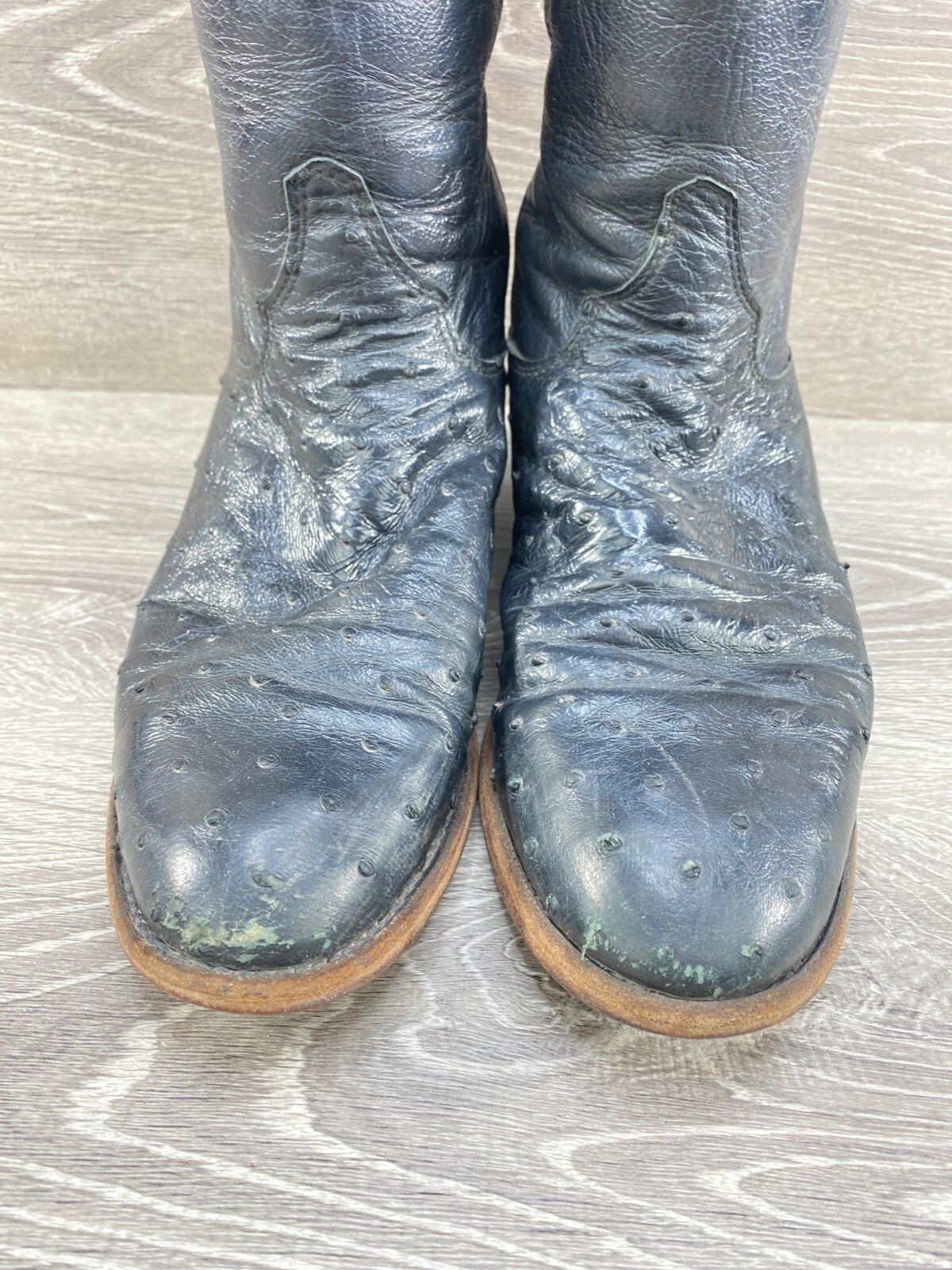Justin L3171 Womens Right 7 B Left 8 B Black Ostrich Quill Leather Cowboy Boots