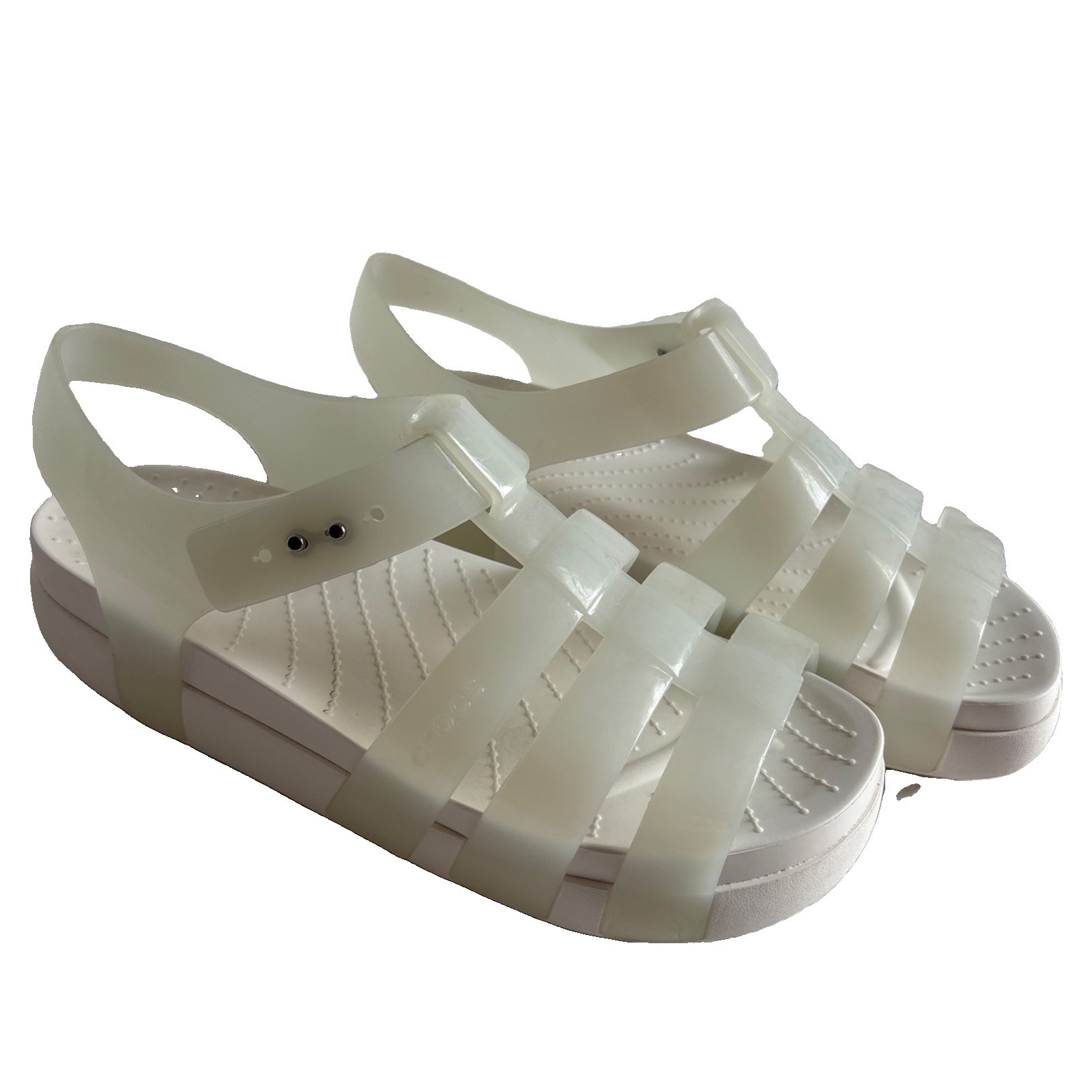 Crocs White Splash Glossy Fisherman Sandals Women’s Size 9 Jelly Platform Shoes