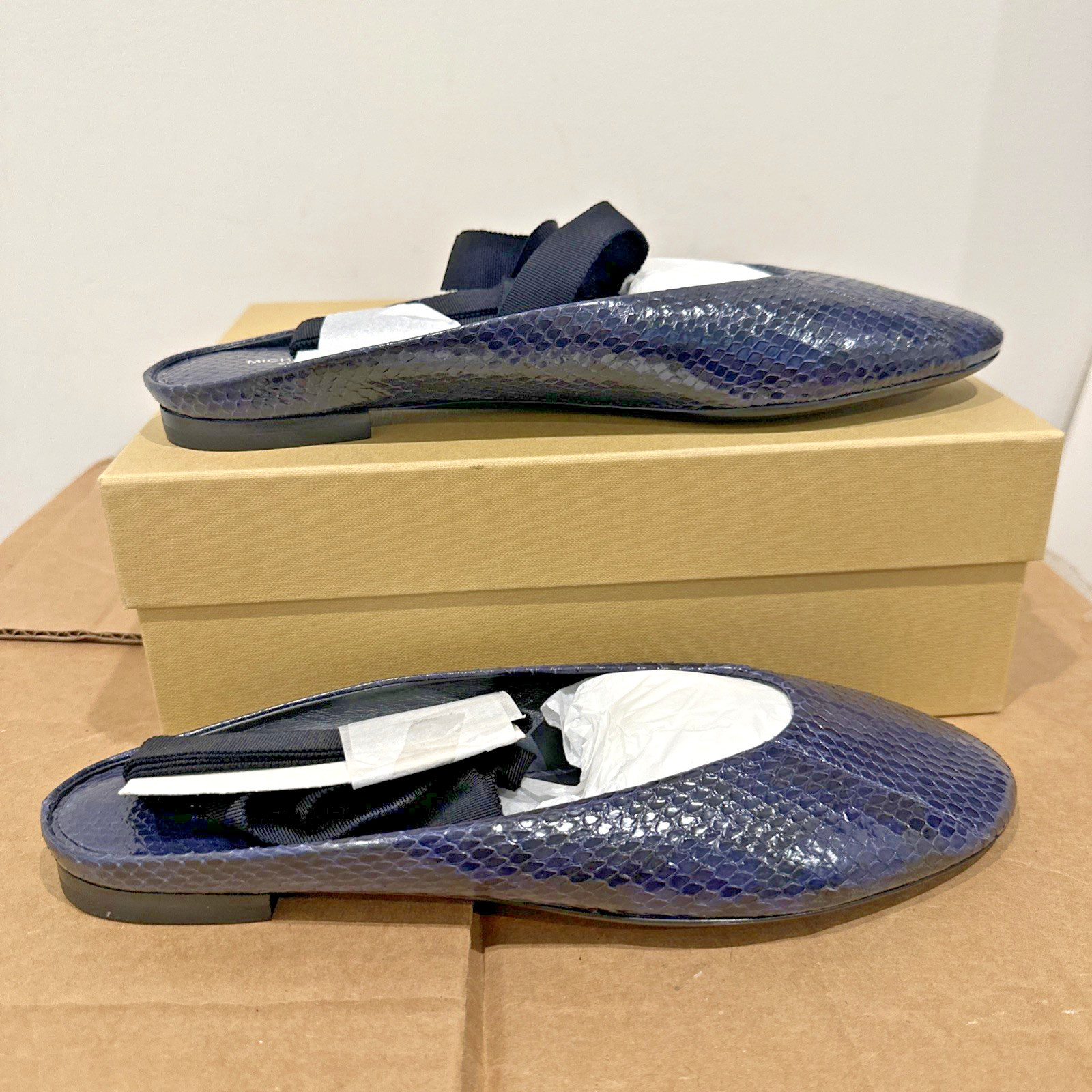 Michael Kors Collection Size IT 40/10 Maren Lace Ballet Flat Sapphire Snake Skin