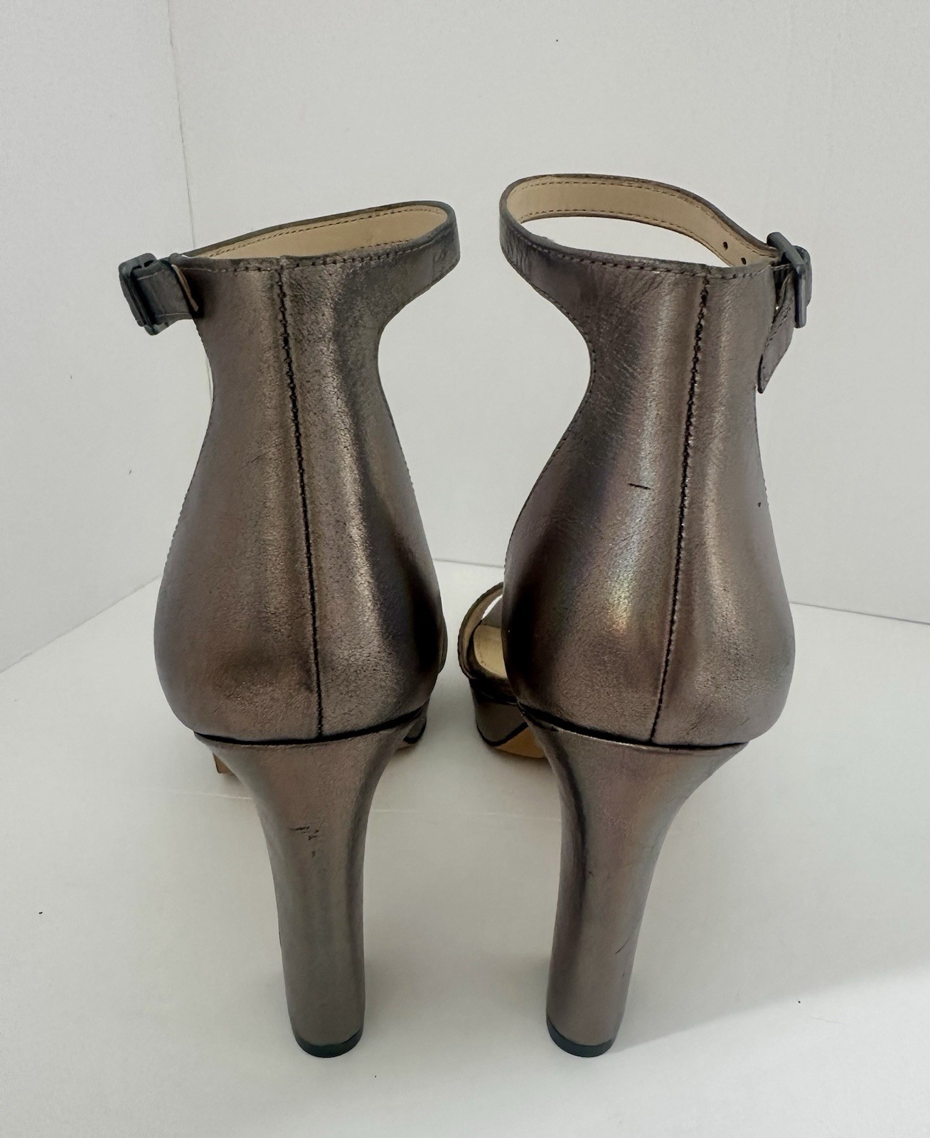 Vince Camuto Sathina Platform Leather Heels Sz 7 Twilight Metallic 4” Party Y2K