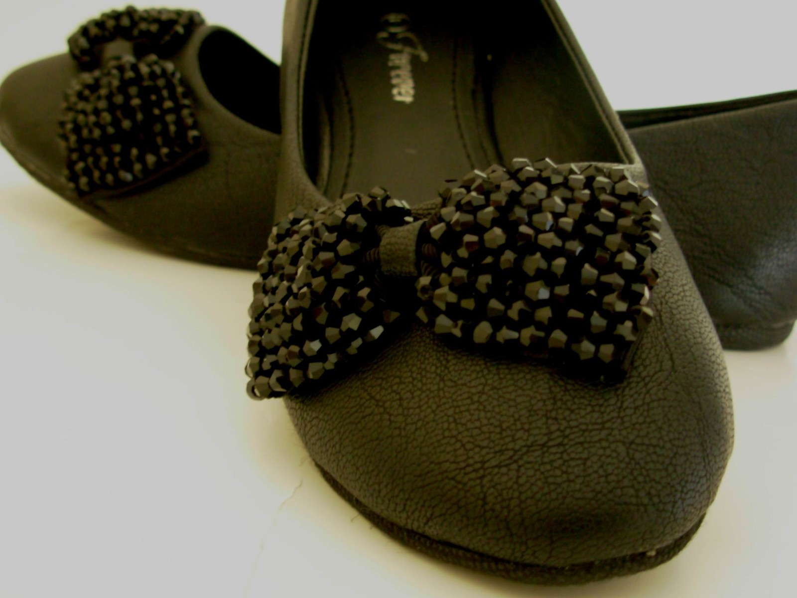 New Fashion Casual Black Ballet Flats Shoes with Sparkling Bow 5-10