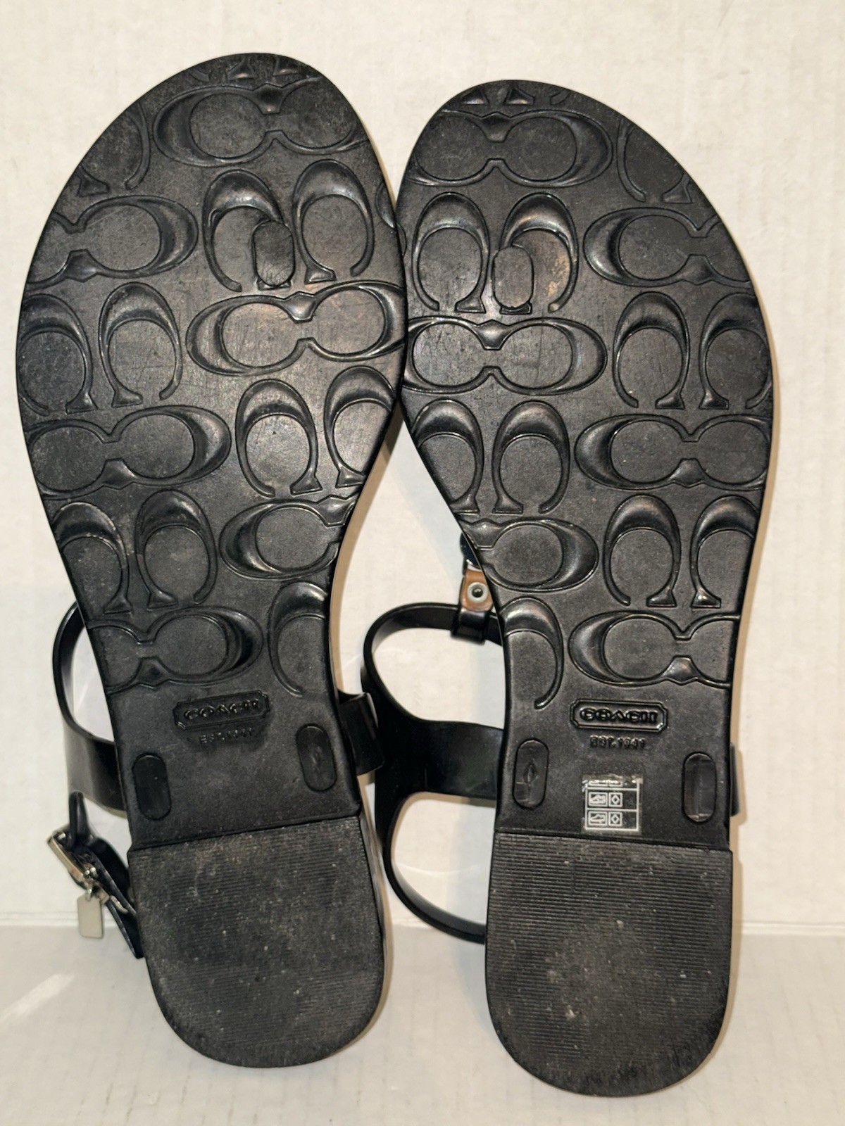 Coach Pier Shiny Jelly Womens T-Strap Thong Sandals Flip Flops Size 8B Black