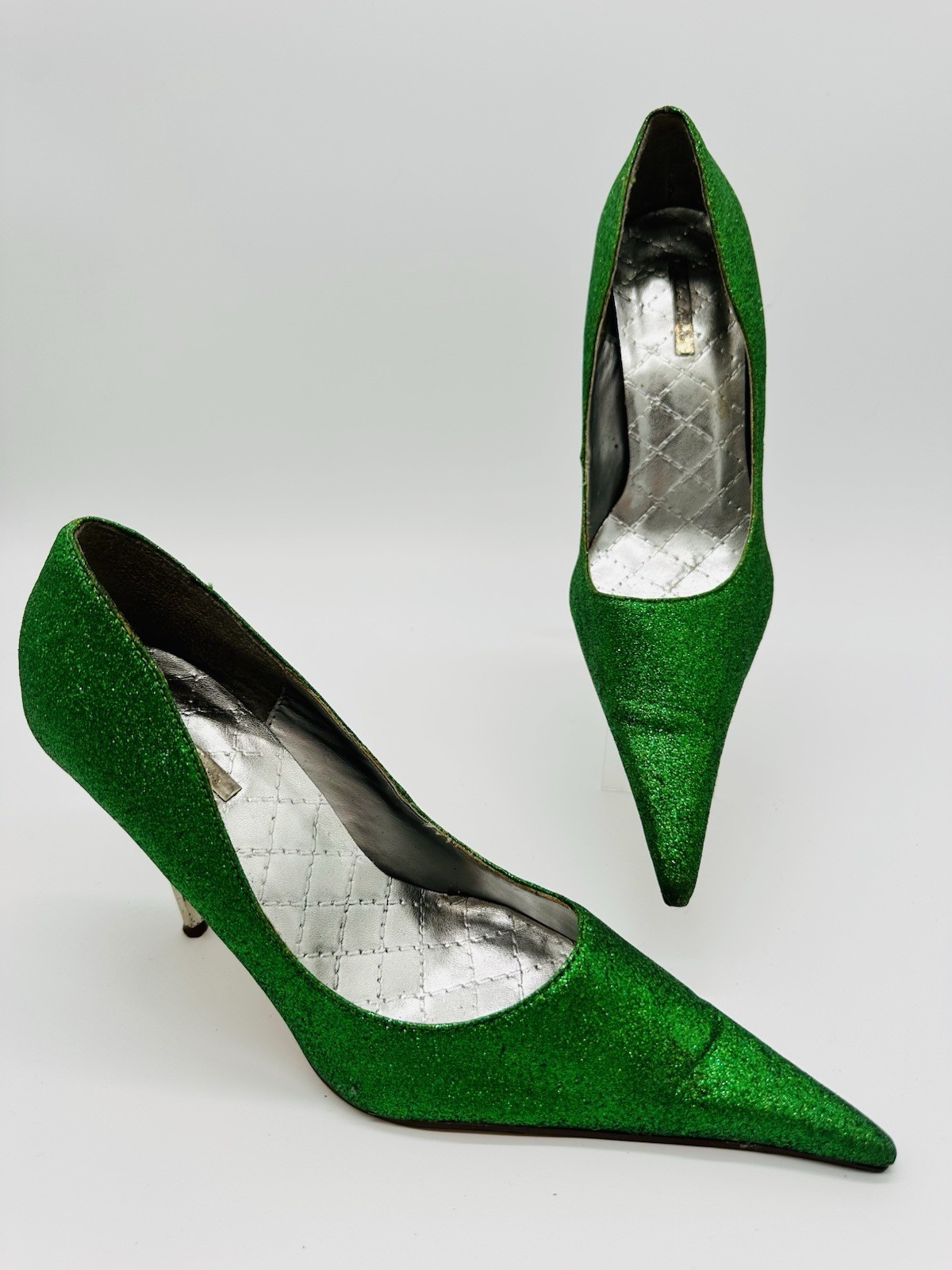 Michael Antonio Women’s WICKED Green Glitter Heels Pointed Toe Sz 7 Costume