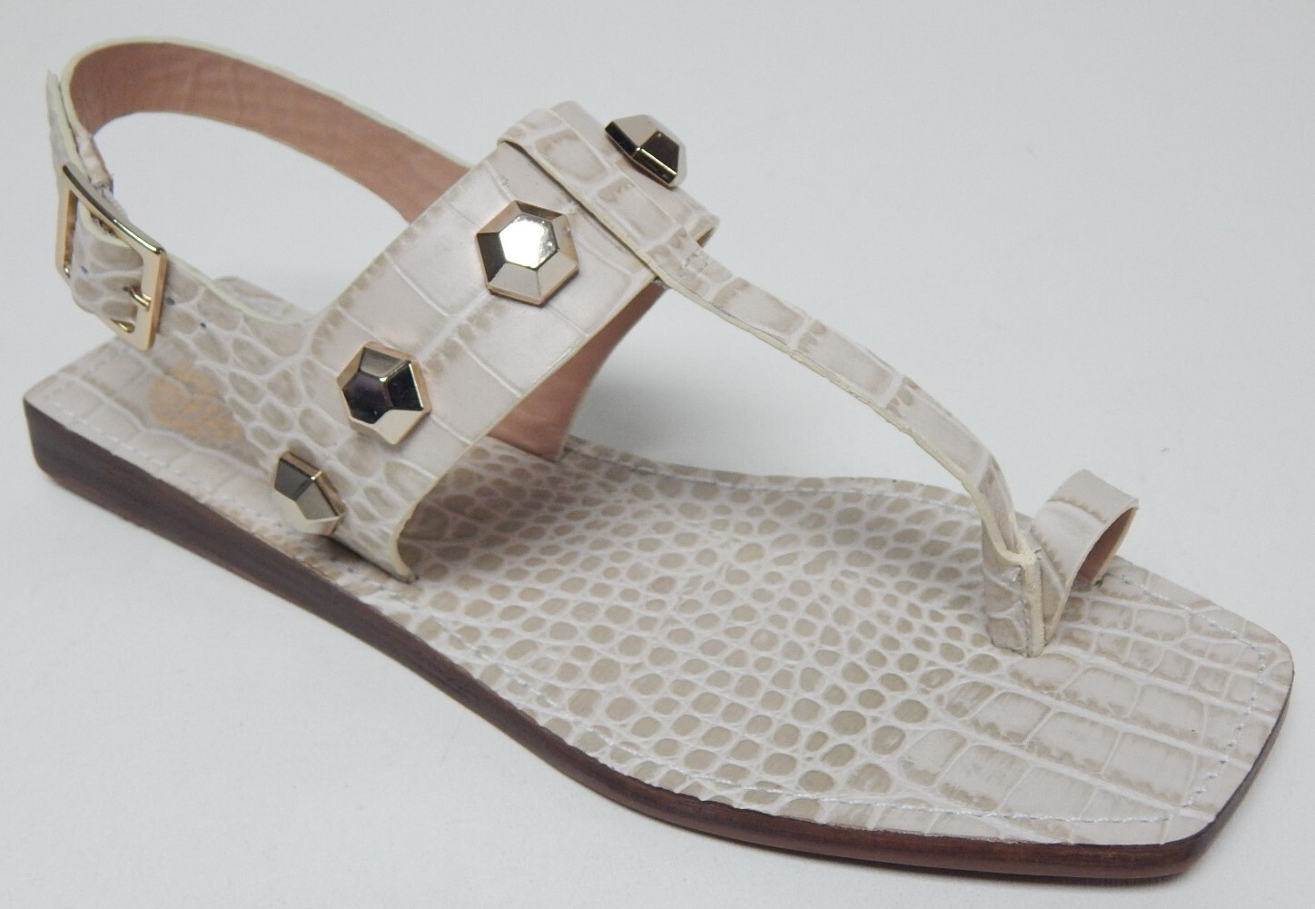 Vince Camuto Dailette Size 6.5 M EU 37 Women’s Leather Sandals Light Taupe Croco