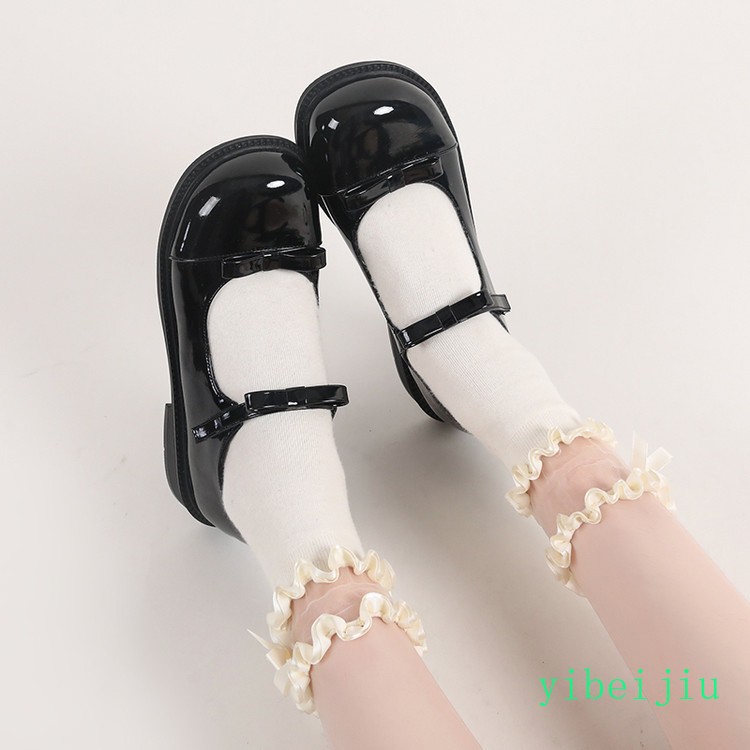 Womens Ladies Mary Jane Leather Shoes Bowknot Patent Leather Casual Loafers New