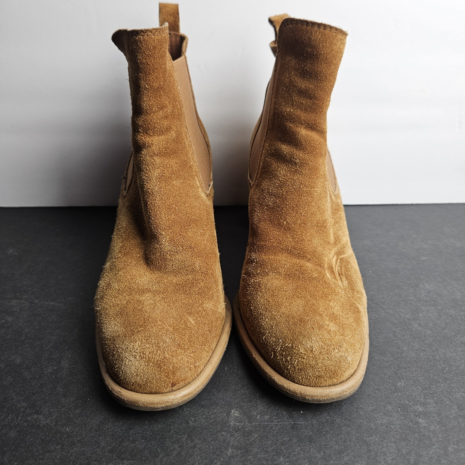 Pedro Garcia Suede Chelsea Ankle Boots Brown Block Heel EU 37.5/US 7-7.5 EUC