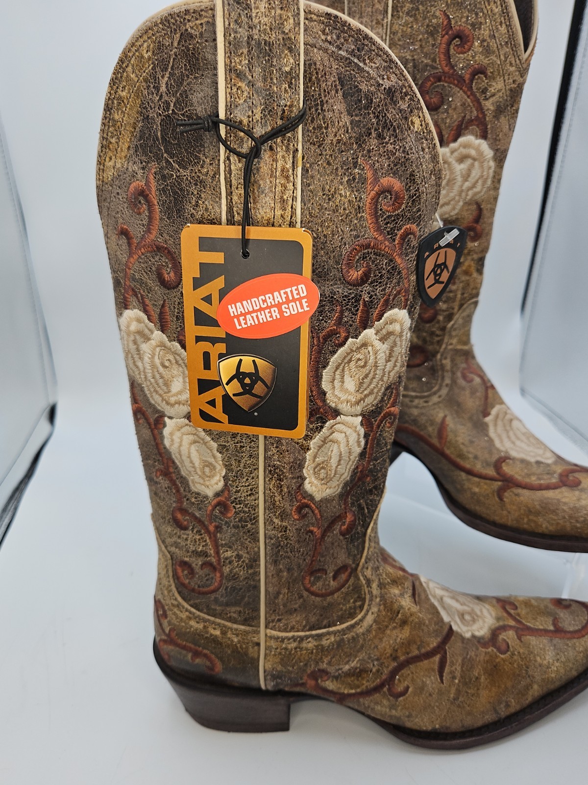 ARIAT Women’s 9Corazon Shattered Marble Cowboy Boots Leather Stitched Flower