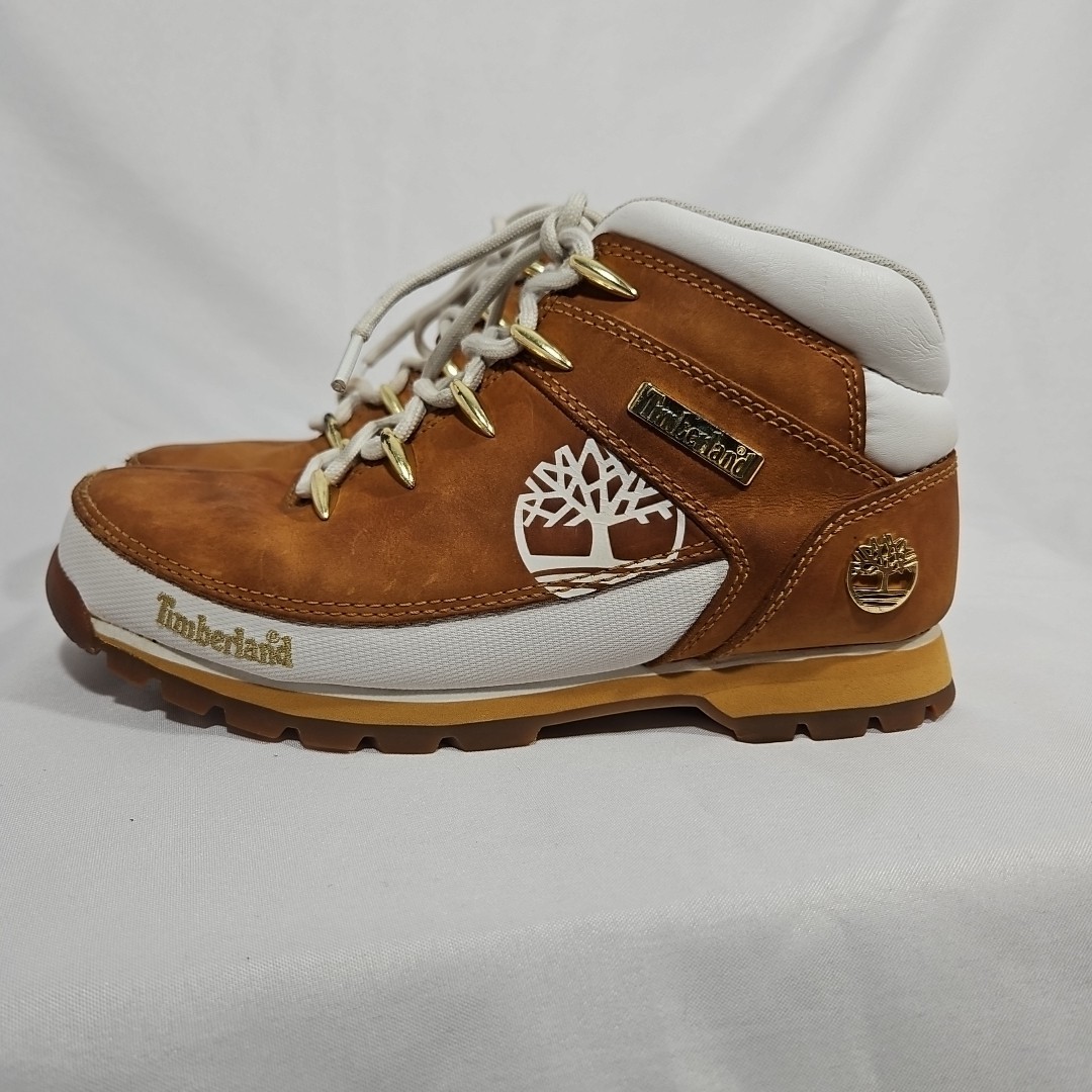 Timberland Euro Sprint Hiker Tan Hiking Boots Women 9 Gold Wheat logo 16642