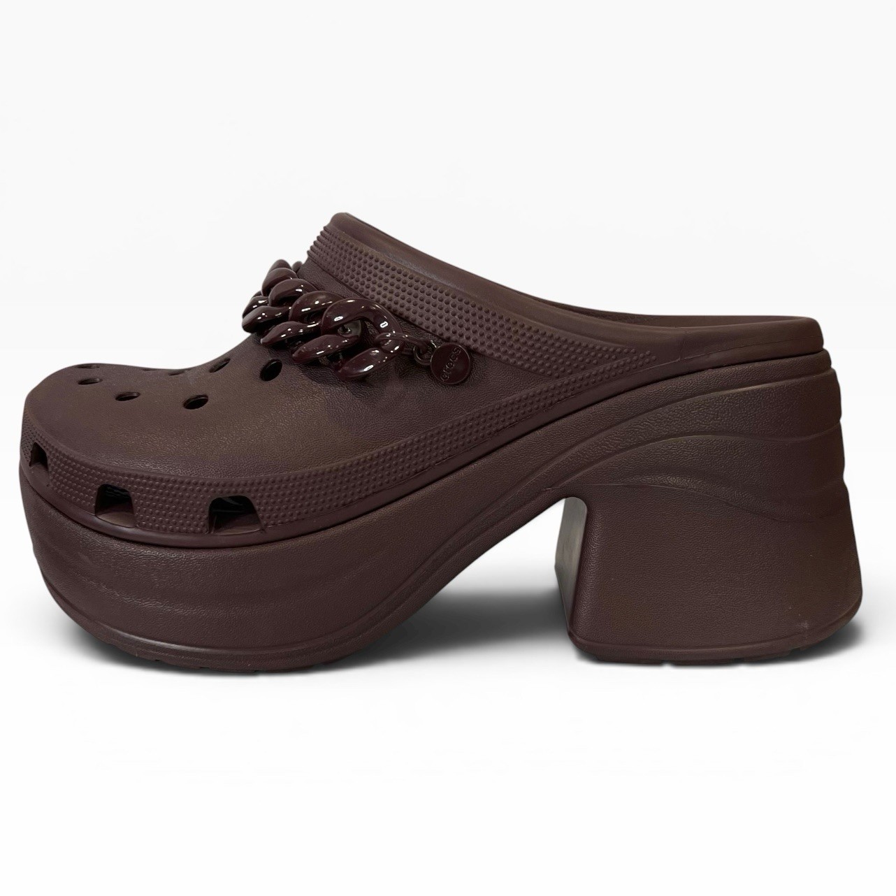 Crocs Siren Chain Platform Clogs Womens 11 Burgundy Chunky Heel Iconic Comfort