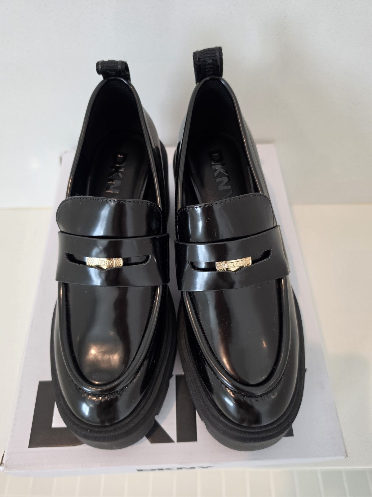 DKNY Women’s Texas Heeled Platform Loafers Black Size 7 M
