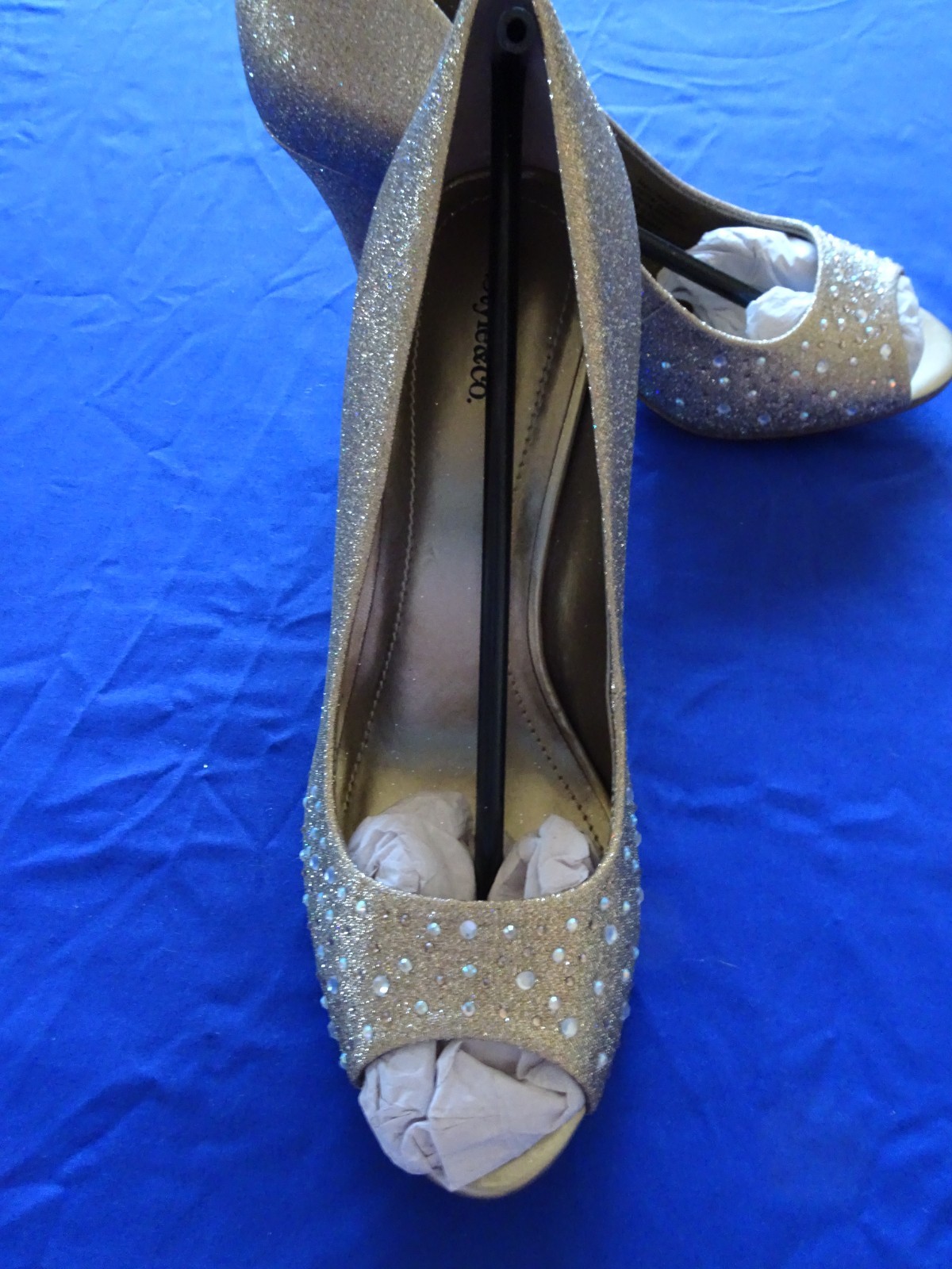 NEW! Style & Co 3.5 in Heels Monaee Open Toe Pumps Gold Rhinestones Women’s 6 M