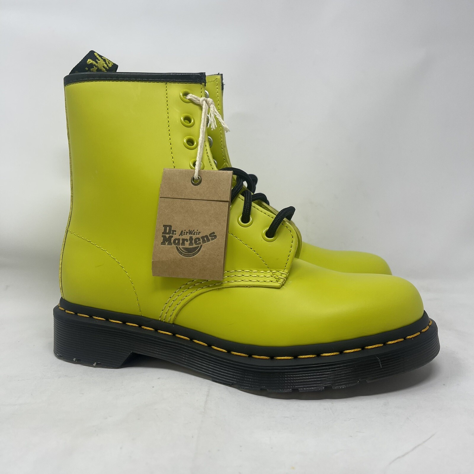 New Dr. Martens 1460 Smooth Leather Yellow Lace Up Boots US Size 5M/6W or 8M/9W