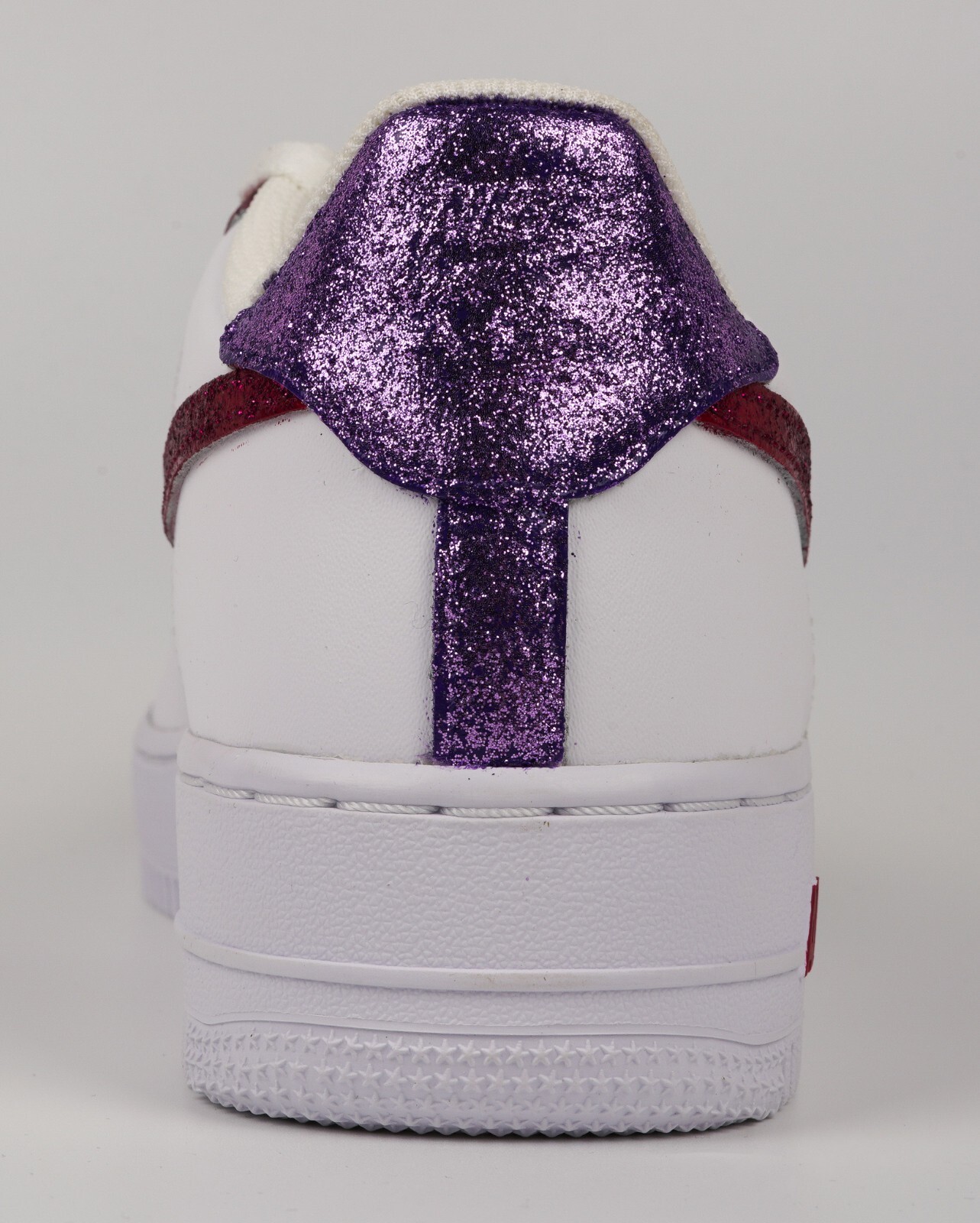 Nike Air Force 1 Custom Glitter Sparkle Sneakers Purple Magenta Pink White Shoes