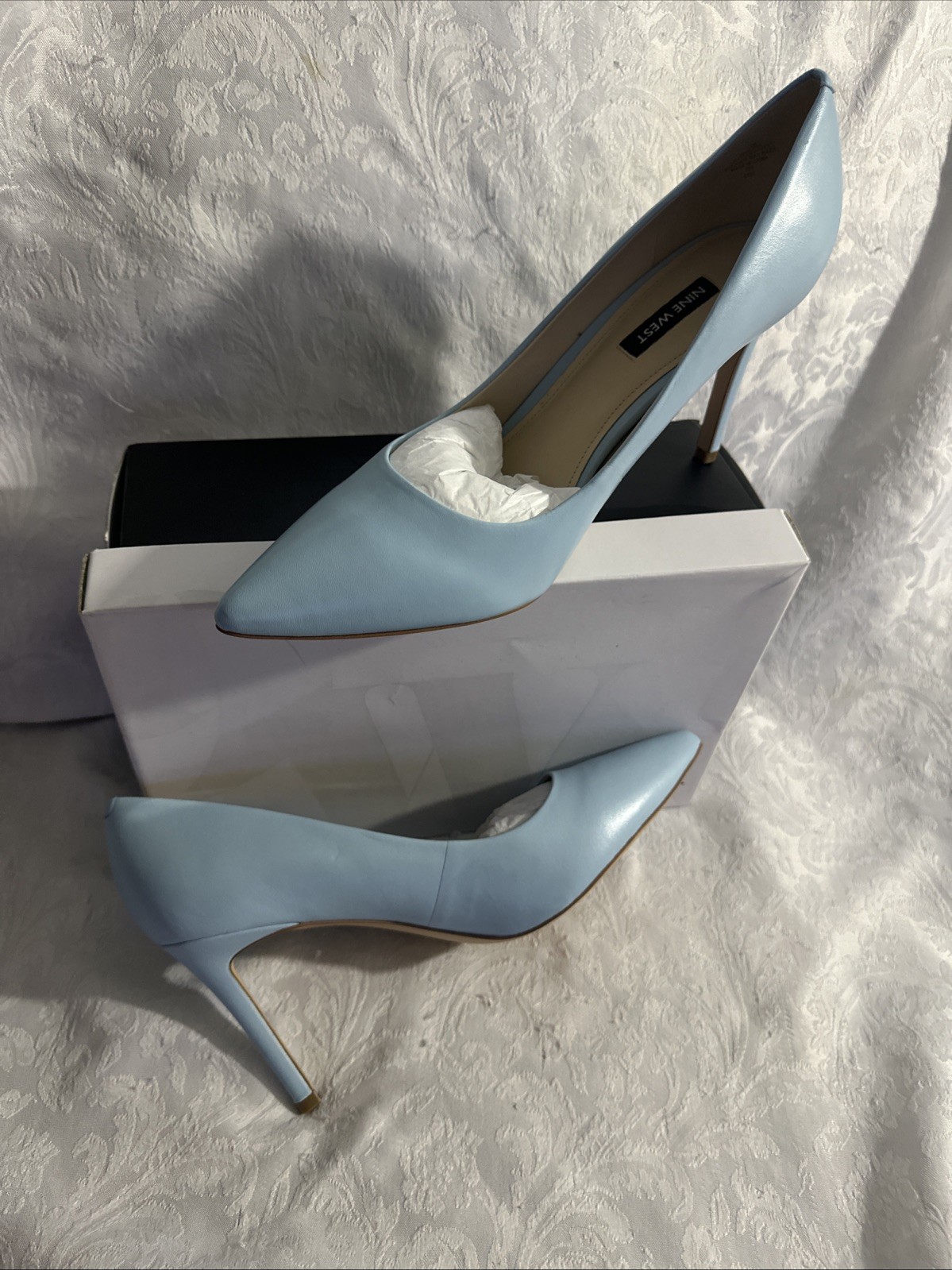 NINE WEST EZRA POINTED TOE PUMPS MEDIUM BLUE 420 SZ 12 MED BNIB