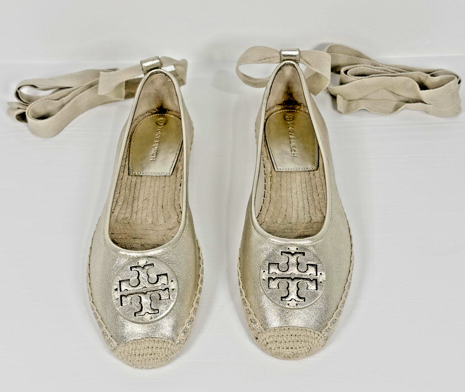 NEW W/O BOX – TORY BURCH Minnie Ballet Espadrille/ Metallic Gold Size 9.5