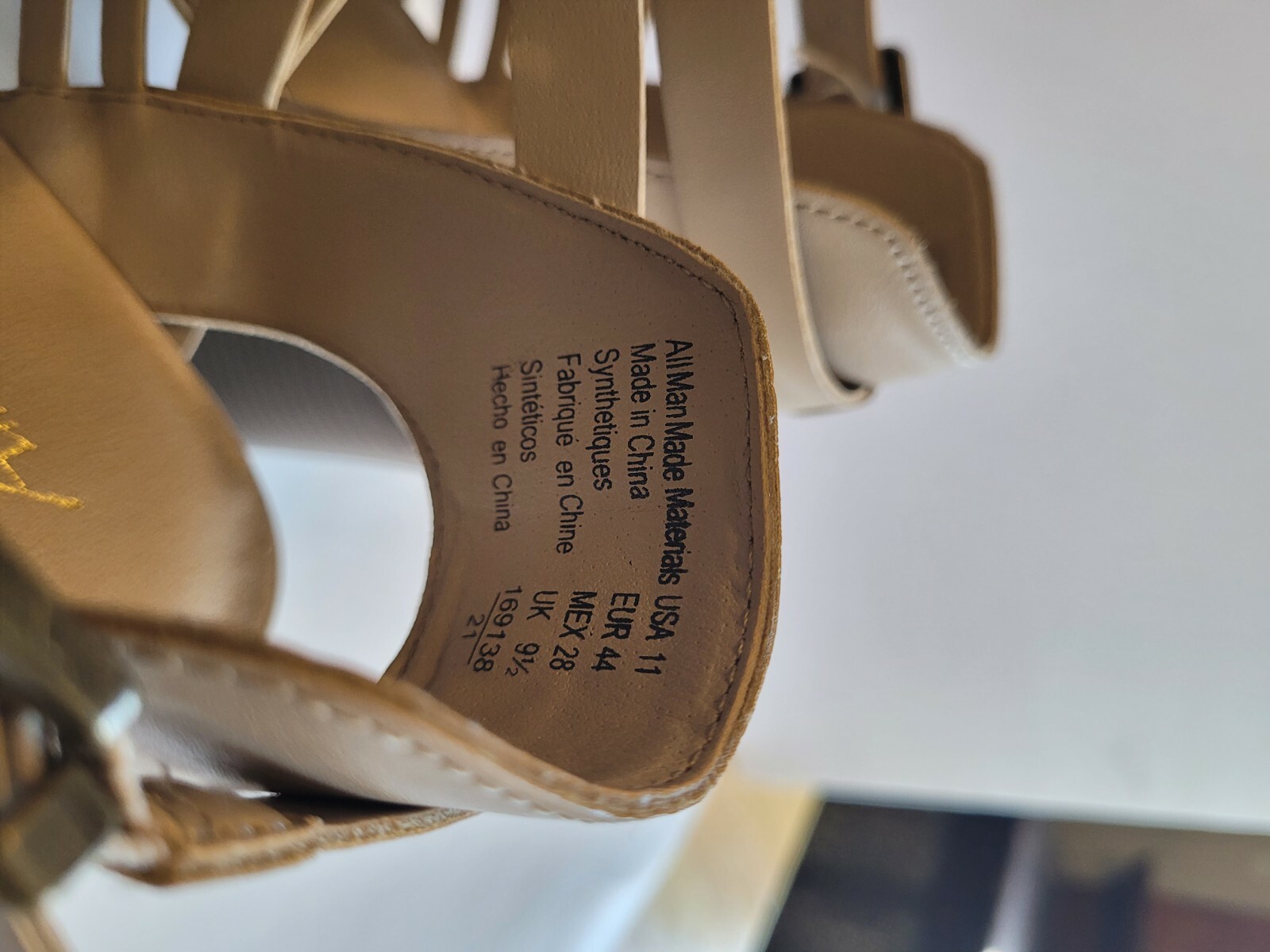 American Eagle Beige Cage Heeled Sandals With Buckle S11 Open Toes -3.25in heel