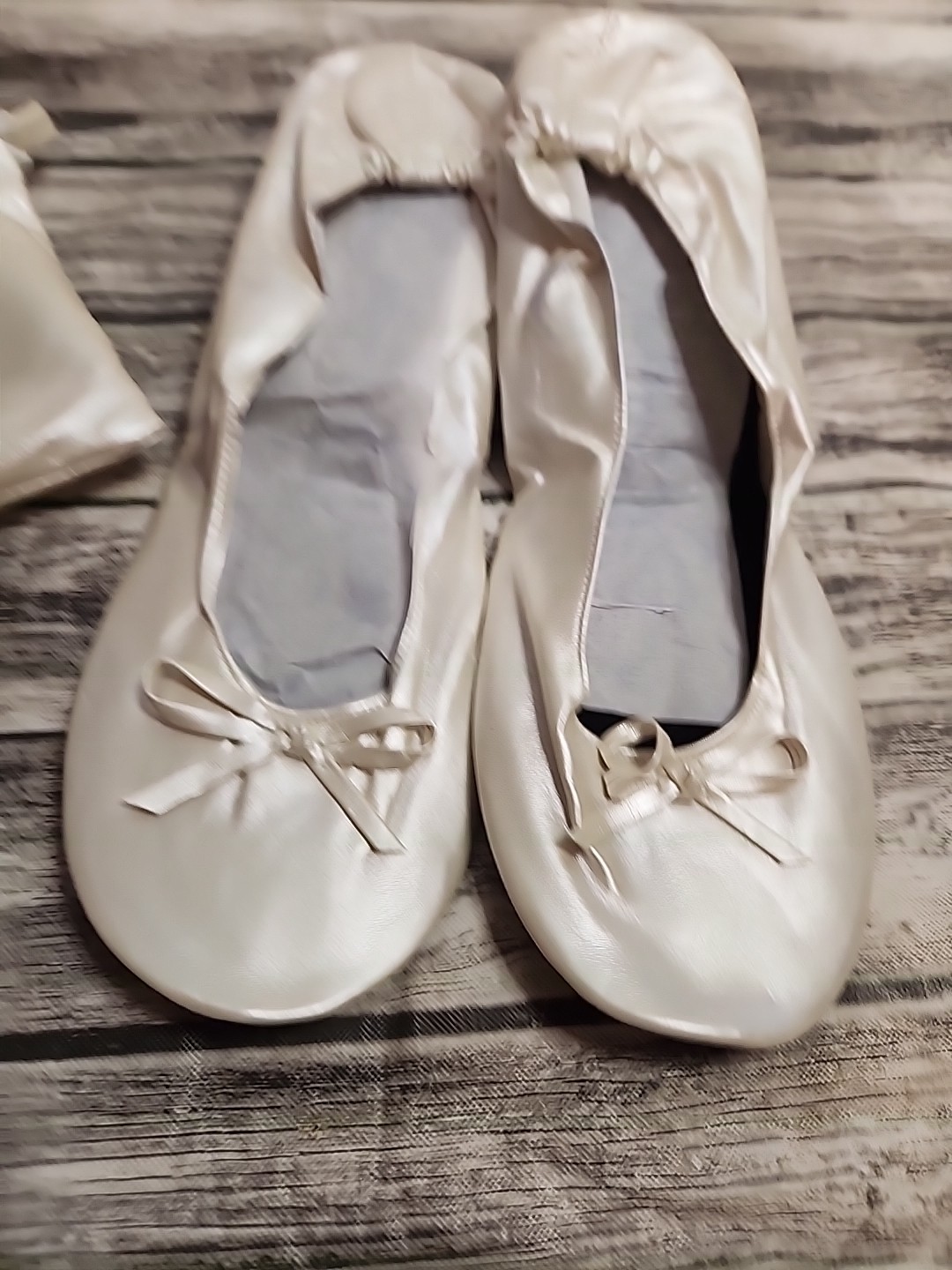 Cinderollies Foldable Ballet Slippers Ivory Sz 8.5 – 9.5 Bridal Comfort-New