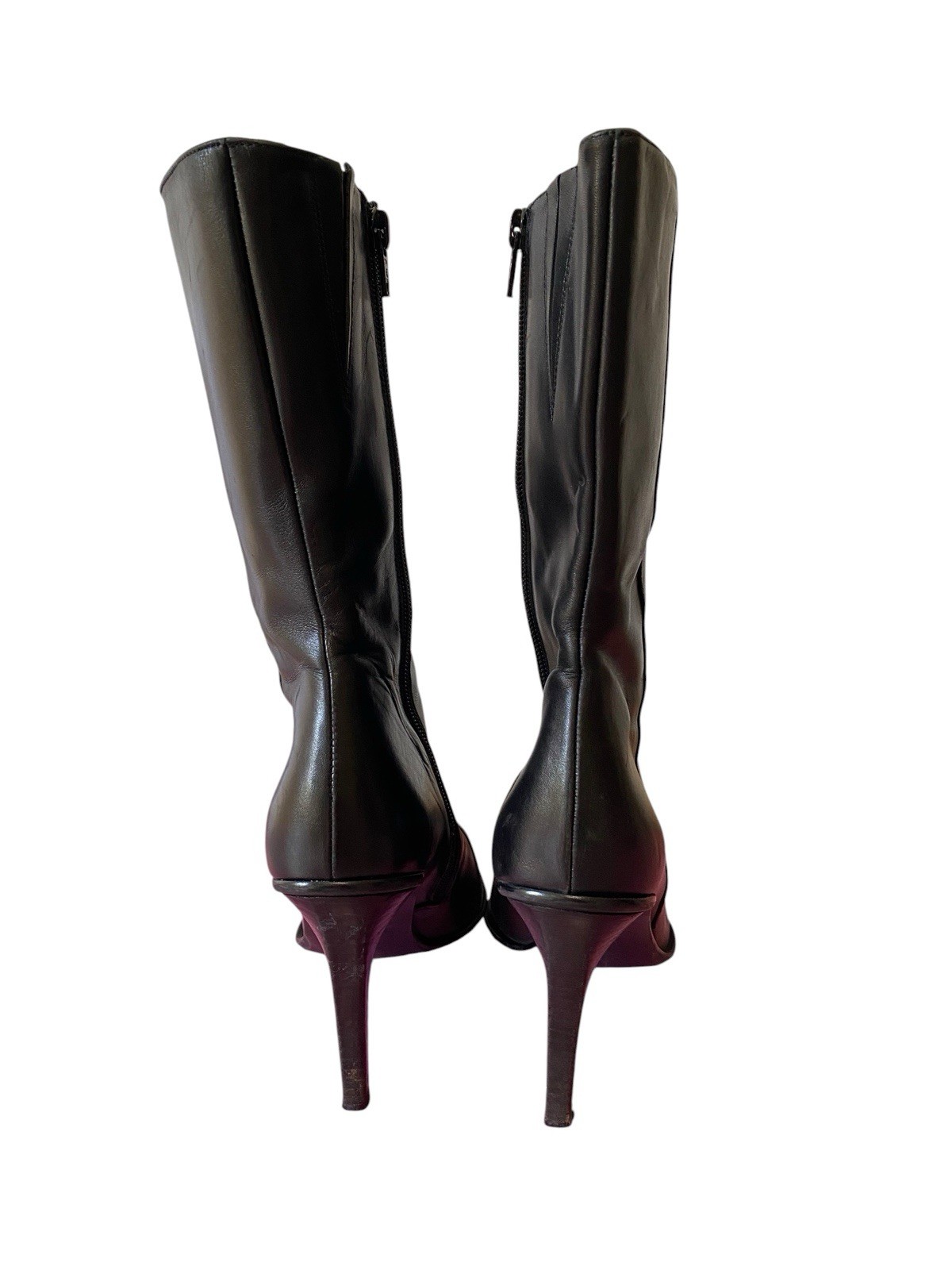 Guess Y2K Black Leather Vintage Boot Long Pointed Toe Stiletto Heel Sz 8 Women’s